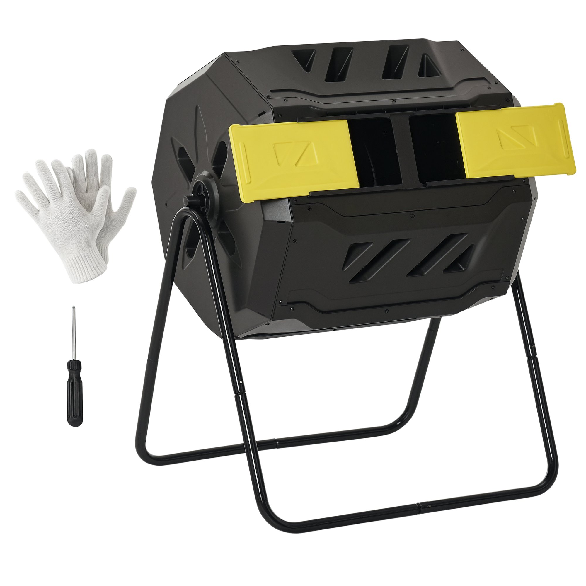 Outsunny 160L 360° Rotating Tumbling Composter Bin - Yellow