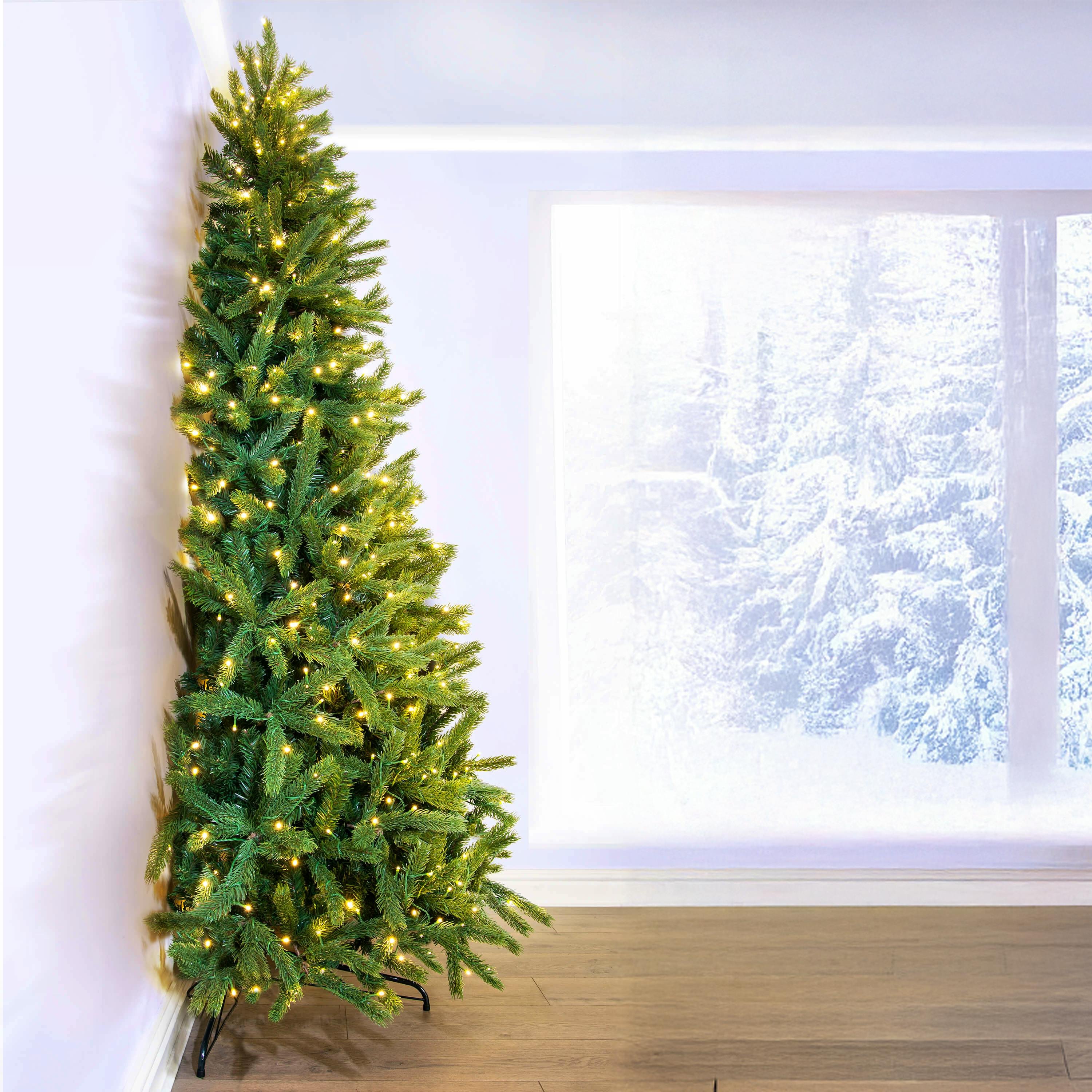 Christmas Tree World 5ft Pre-Lit Ultra Devonshire Half Tree - Warm White Lights