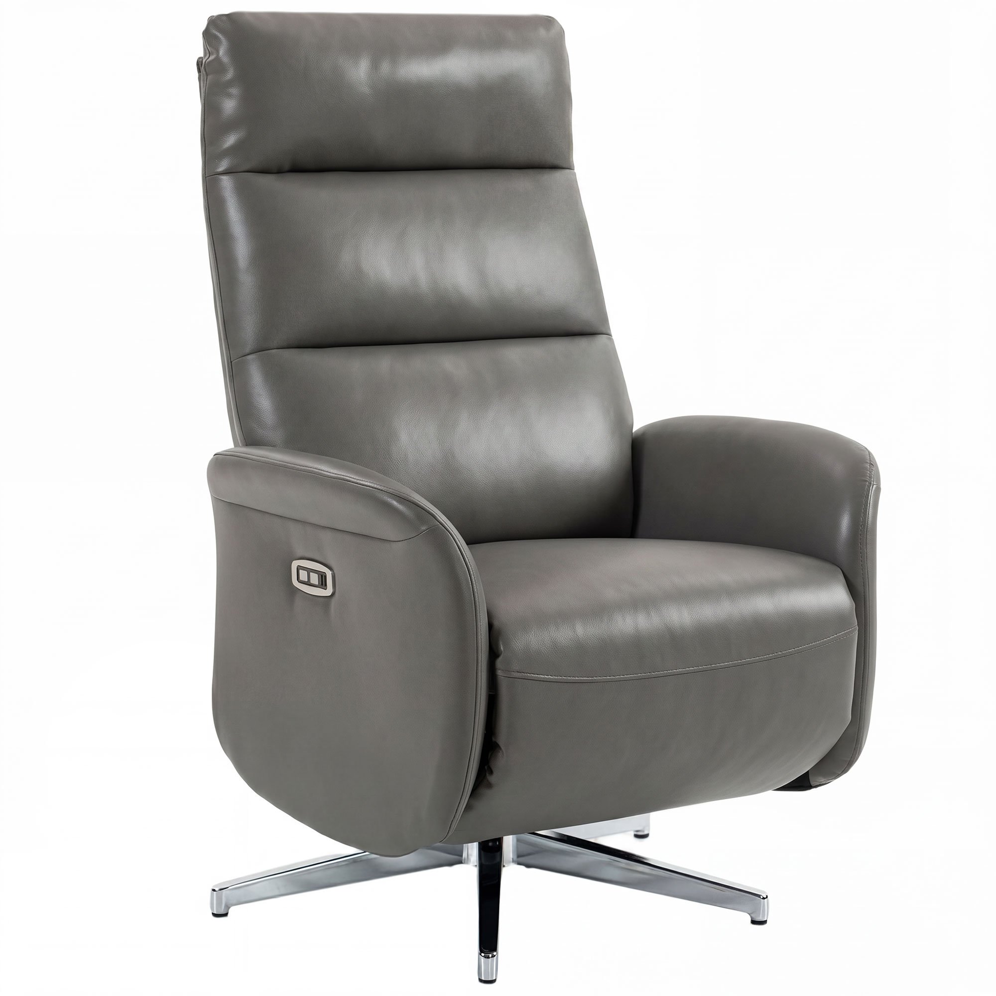 HOMCOM PU Leather Electric Swivel Recliner with Adjustable Leg Rest - Dark Grey
