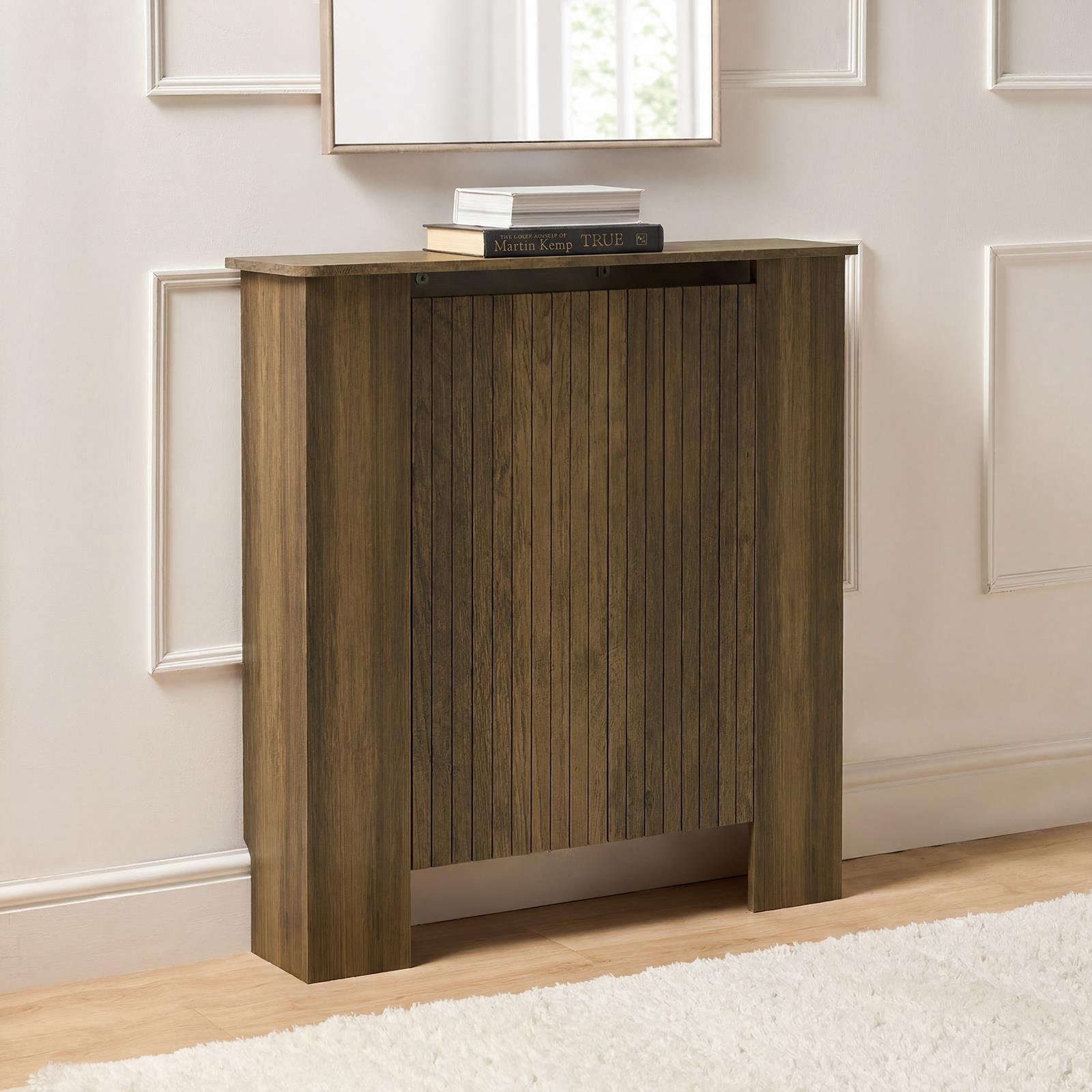 OHS Ribbed Radiator Cover - Medium Wood - Small