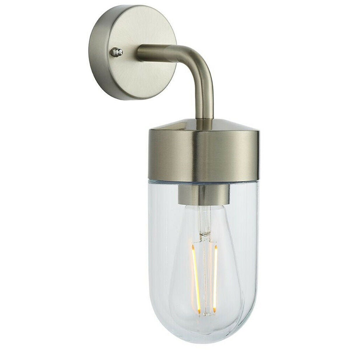 Loops Direct 10cm Stainless Steel Outdoor Wall Light - Brushed Steel