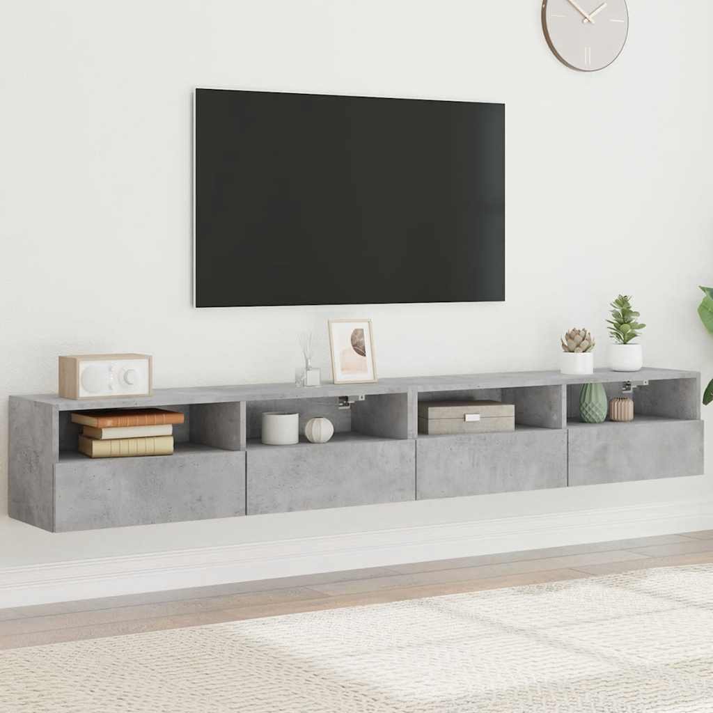 Walplus 2 Piece 2 Shelves TV Wall Cabinet - Grey - 100 x 30 x 30 cm