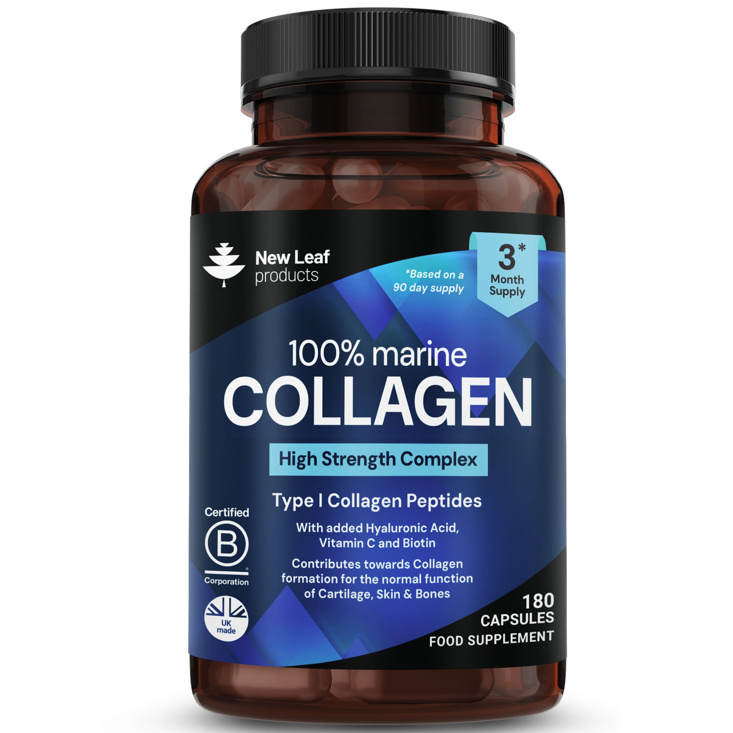 New Leaf Hydrolised Marine Collagen Complex Type 1, 1060mg - 180 Capsules