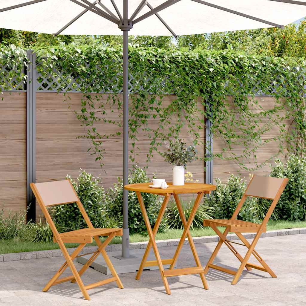 Walplus Solid Acacia Wood Folding Bistro Set - Taupe - 70 x 75 cm