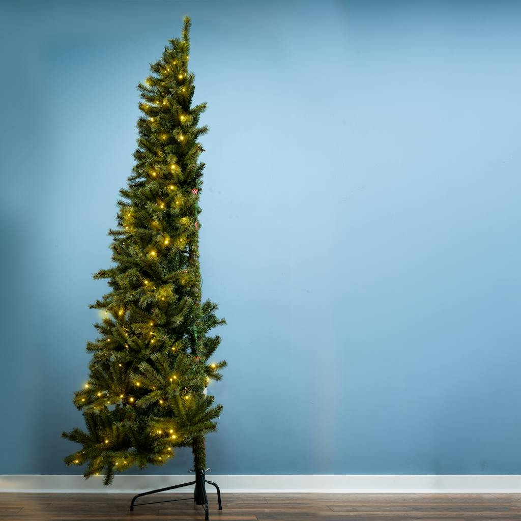 Christmas Tree World 9ft Pre-Lit Wildhorn Pine Half - Warm White Lights