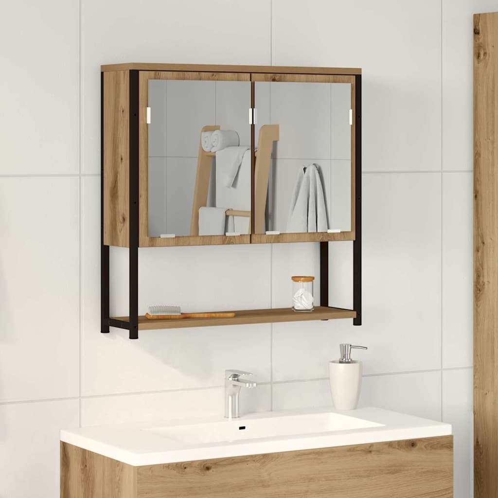 Walplus Engineered Wood Mirror Cabinet - Artisan Oak - 60 x 16 x 60 cm