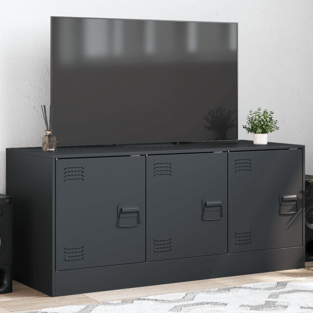 Walplus Steel 3 Compartments TV Cabinet - Anthracite - 99 x 39 x 44 cm