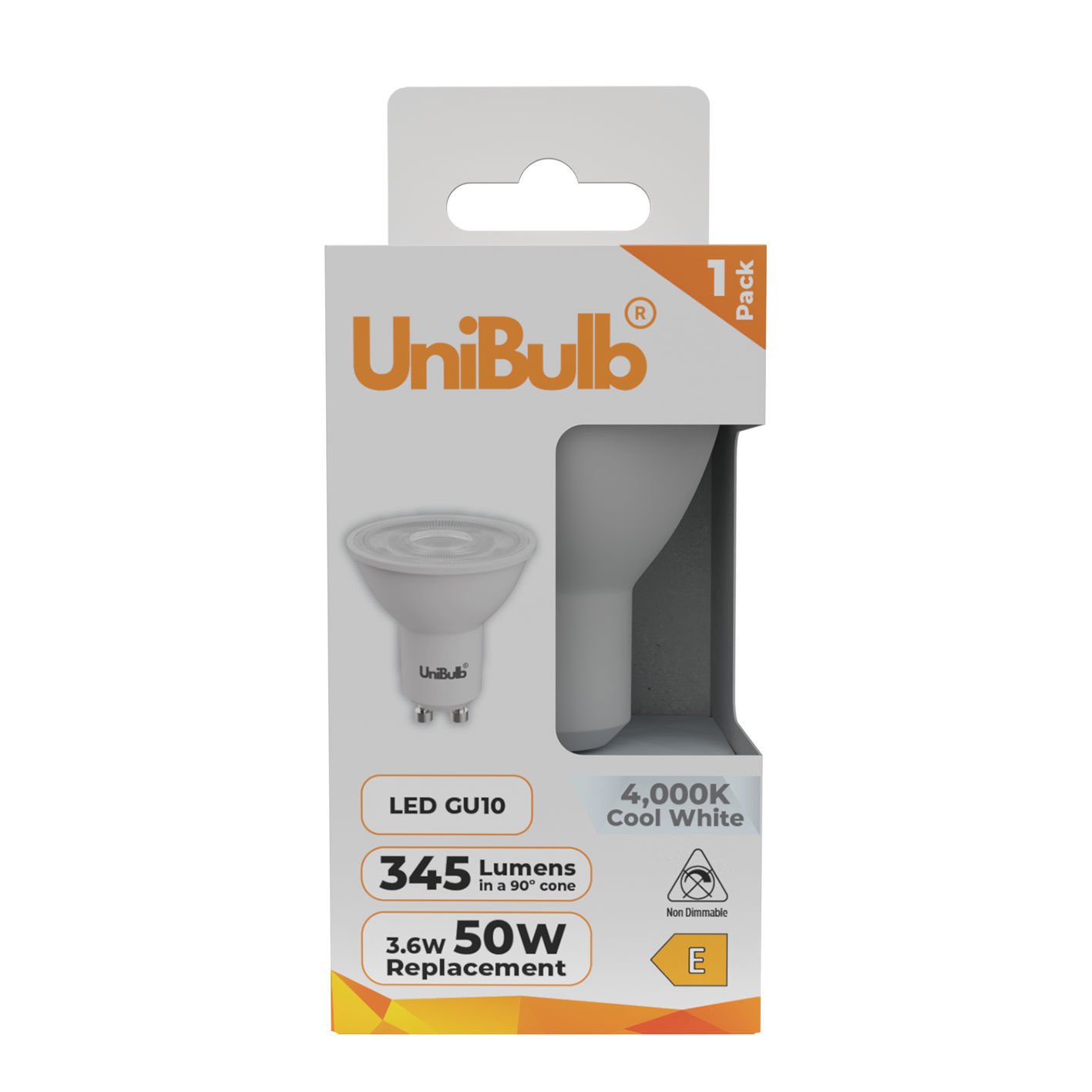 UniBulb 3.6W LED Cool White Spotlight GU10 Light Bulb