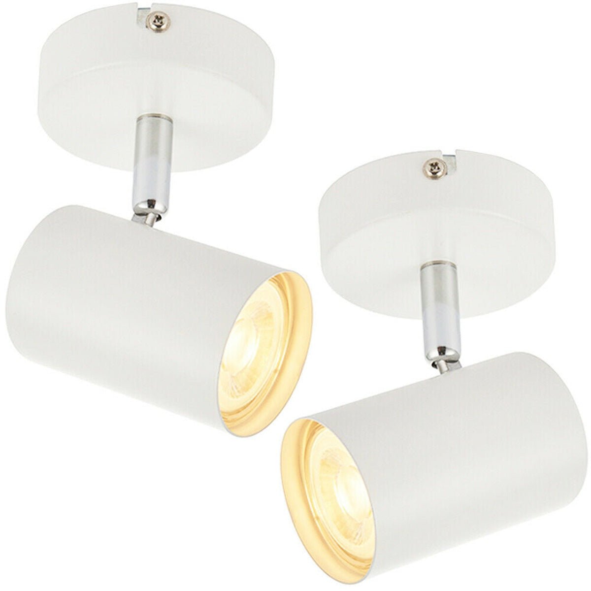 Loops Direct Set of 2 Steel Adjustable Ceiling Spotlight - Matt White