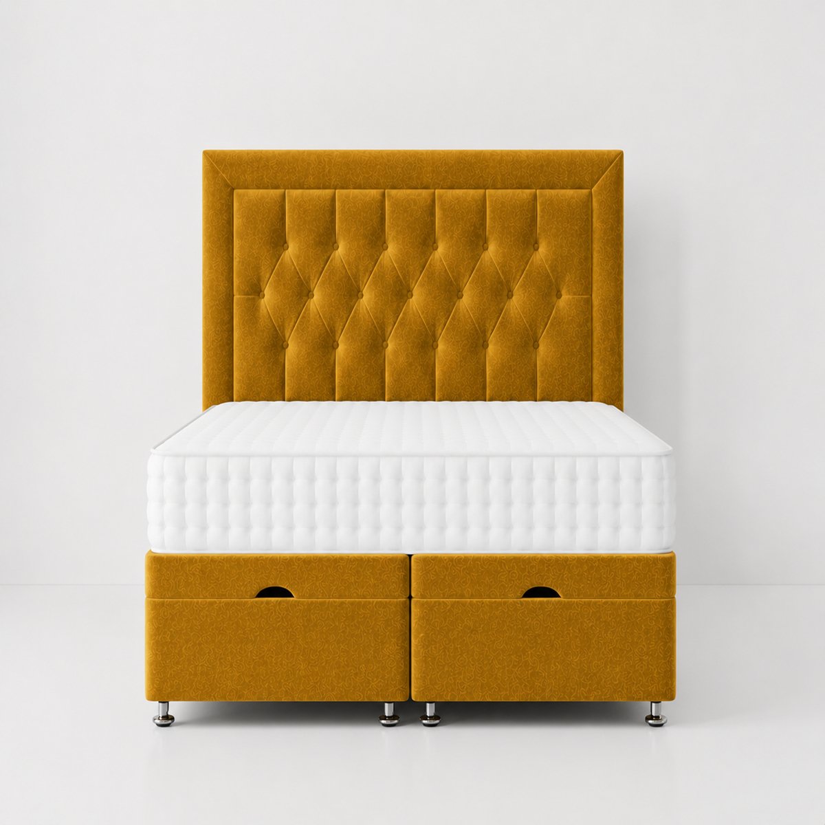 Comfy Deluxe  Cassie 5ft King Size  End Lift Ottoman Bed Set - Mustard