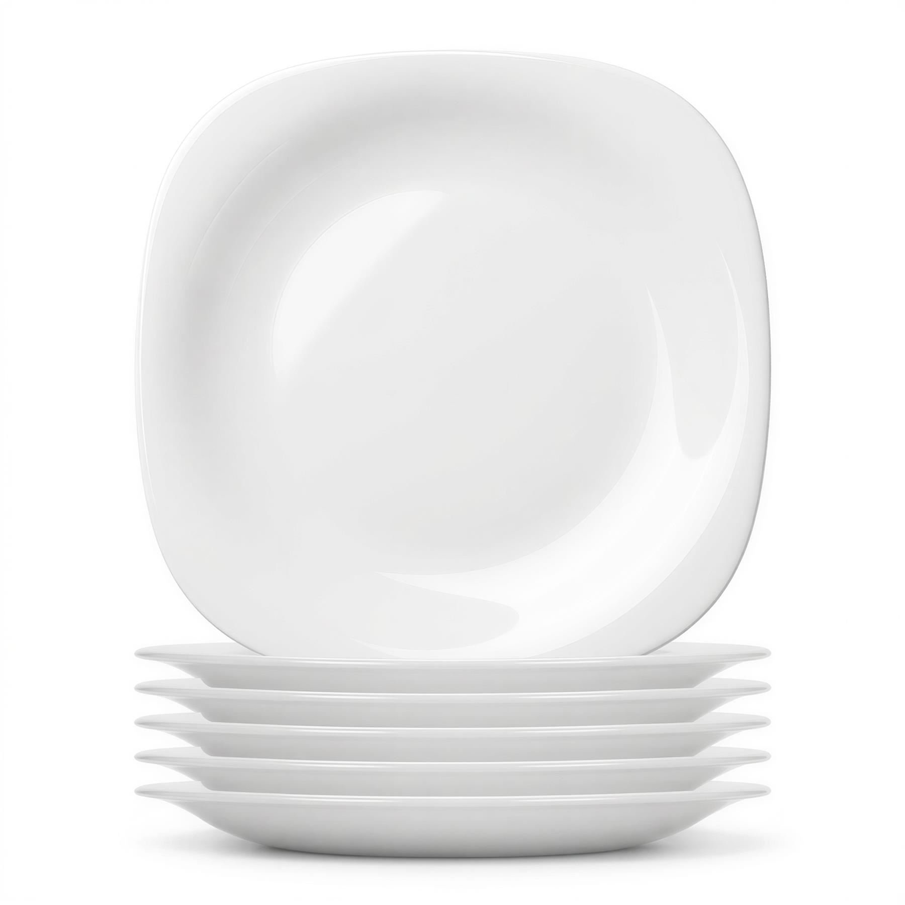 Argon Tableware Square Opalware Dessert Plates - Pack of 6