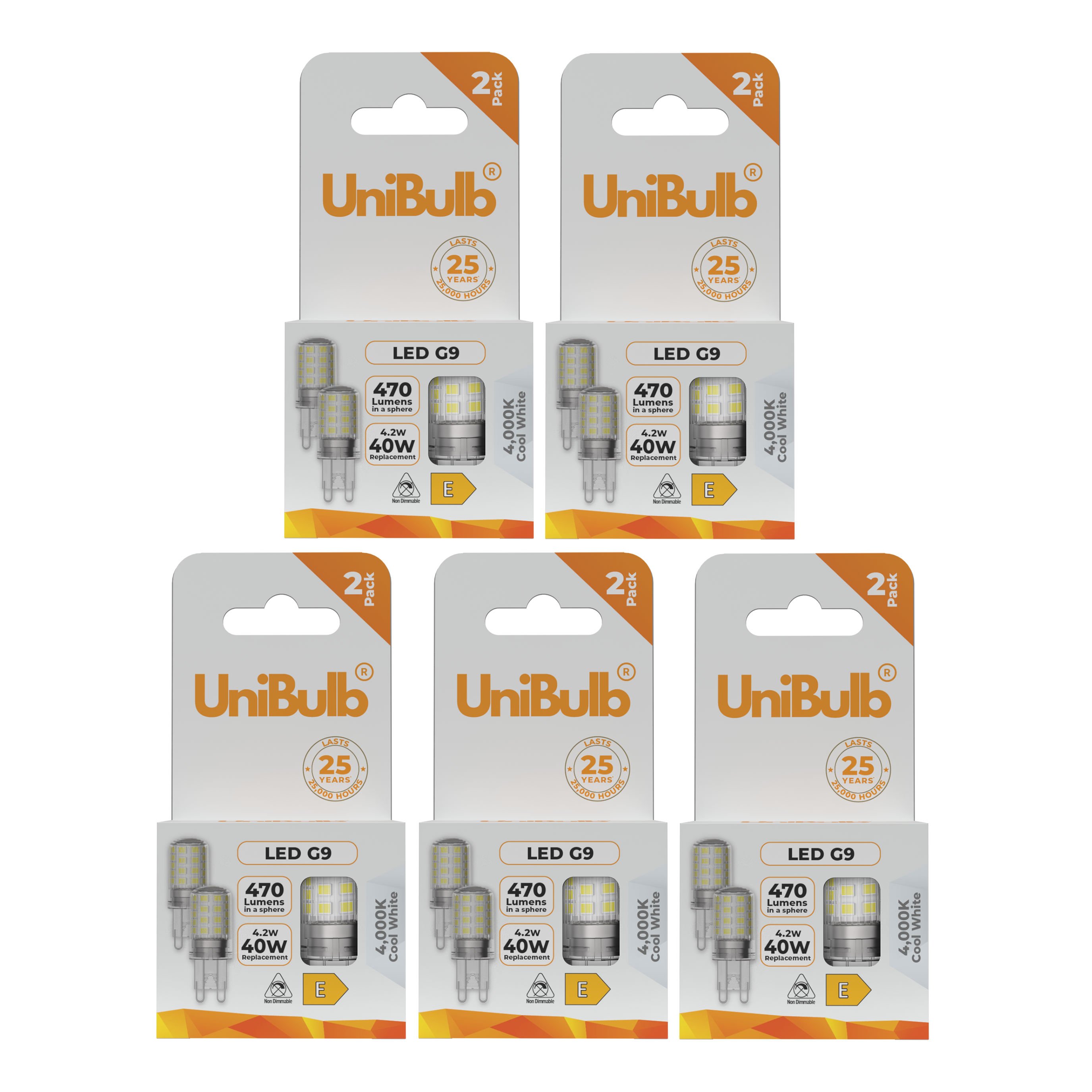 UniBulb 4.2W LED Cool White Capsule G9 Light Bulb - Pack of 10