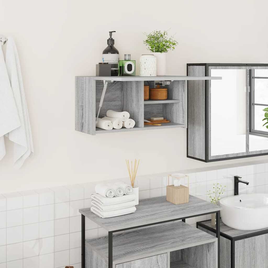 Walplus Engineered Wood Bathroom Wall Cabinet - Grey Sonoma - 60 x 25 x 30 cm