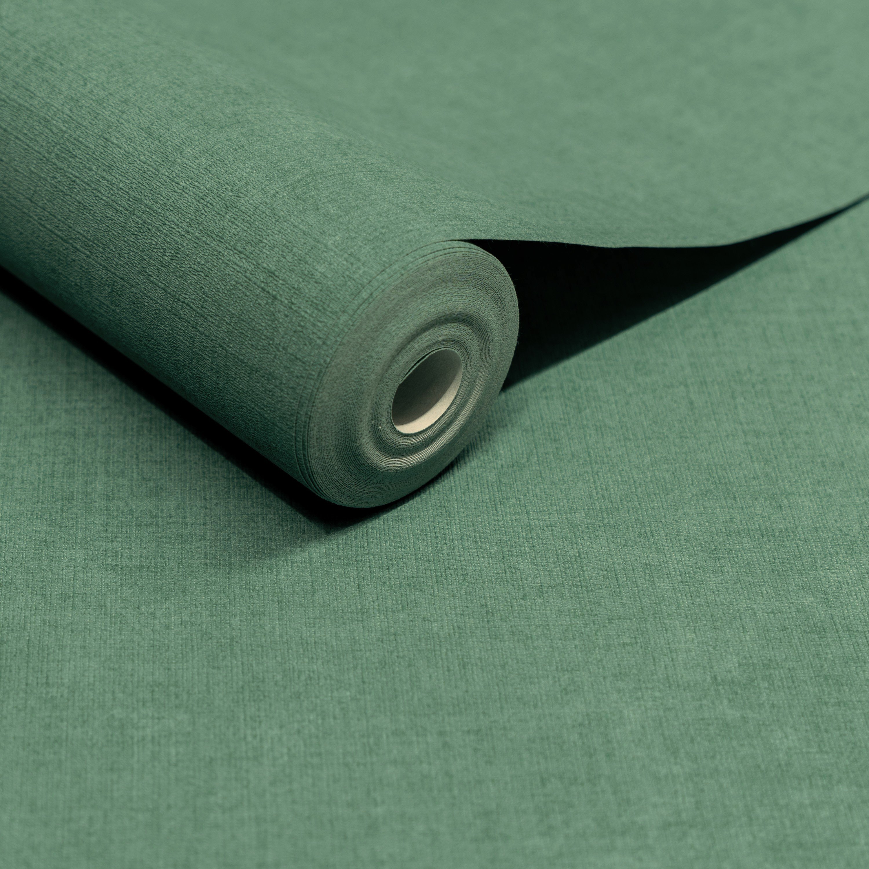 Grandeco Solena Brushed Check Weave Hessian Textured Wallpaper - Deep Green