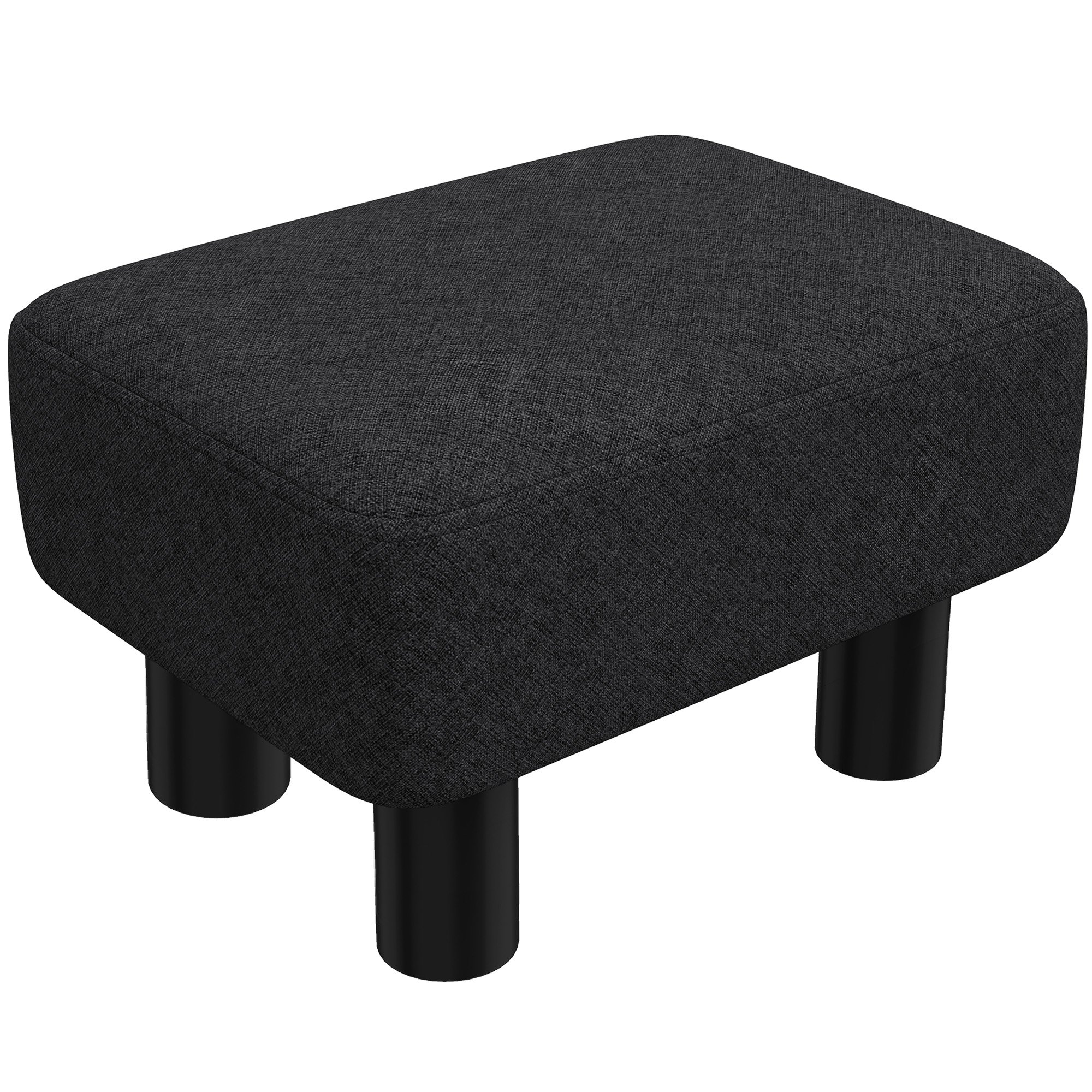 HOMCOM Linen Foot Stool with Wooden Legs - Black