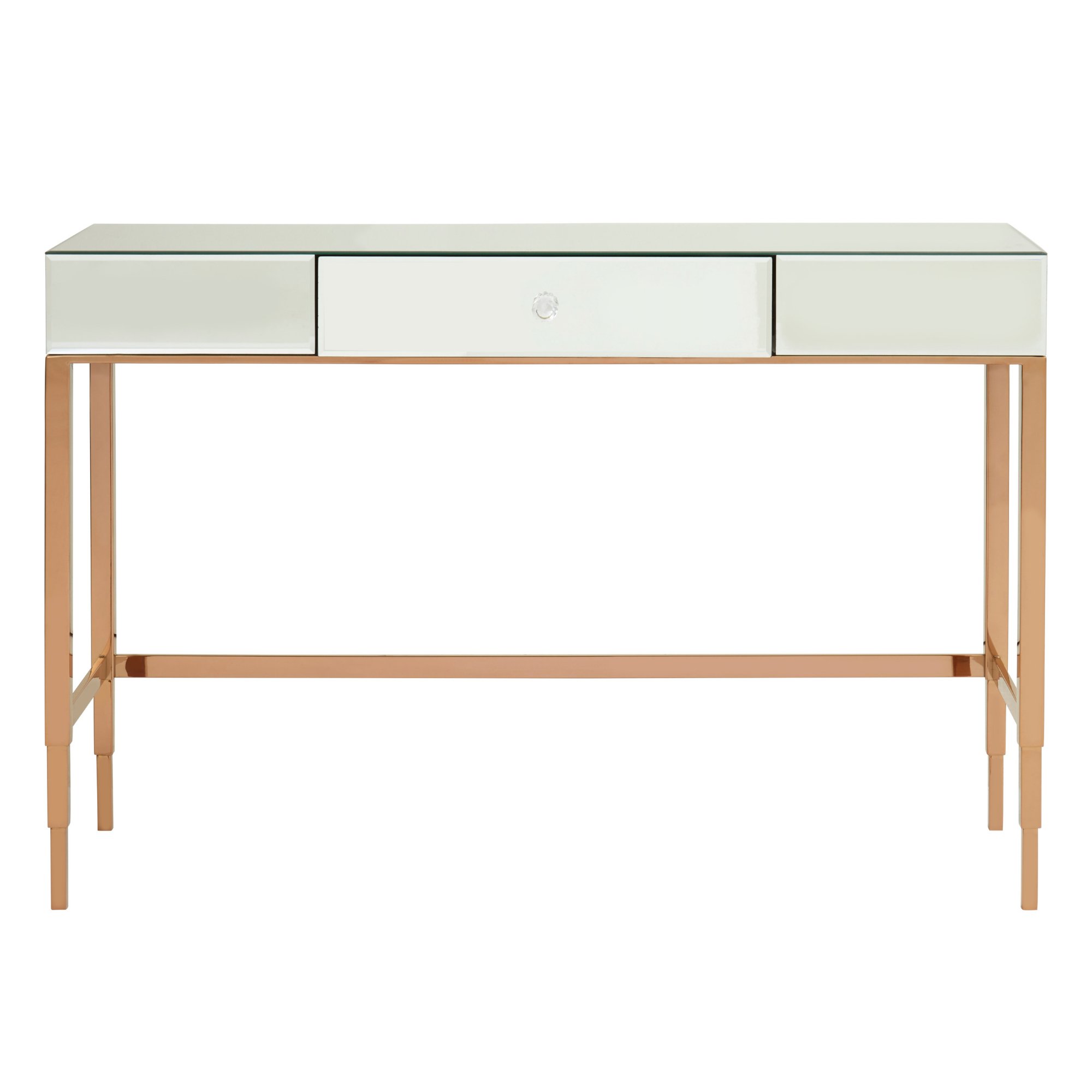 Orsina Goldie Mirrored Drawer Console Table – Black and Gold