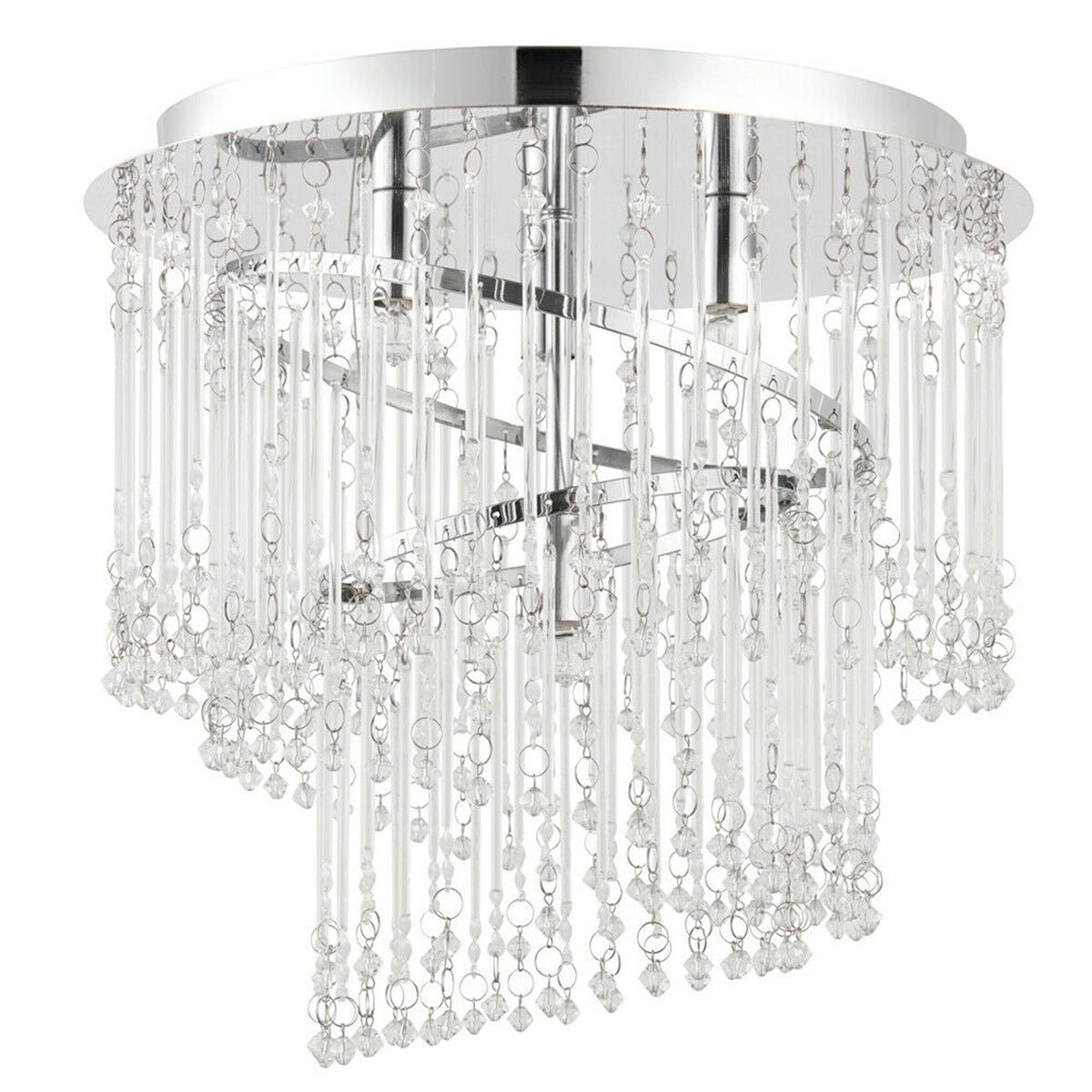 Loops Direct Camille Glass and Steel Flush Ceiling Light Chandelier - Chrome