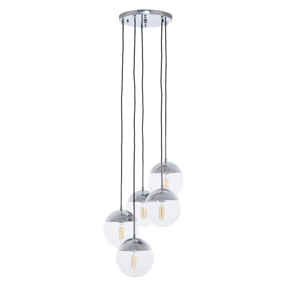 Orsina Revive Finish Five Pendant Lights - Chrome