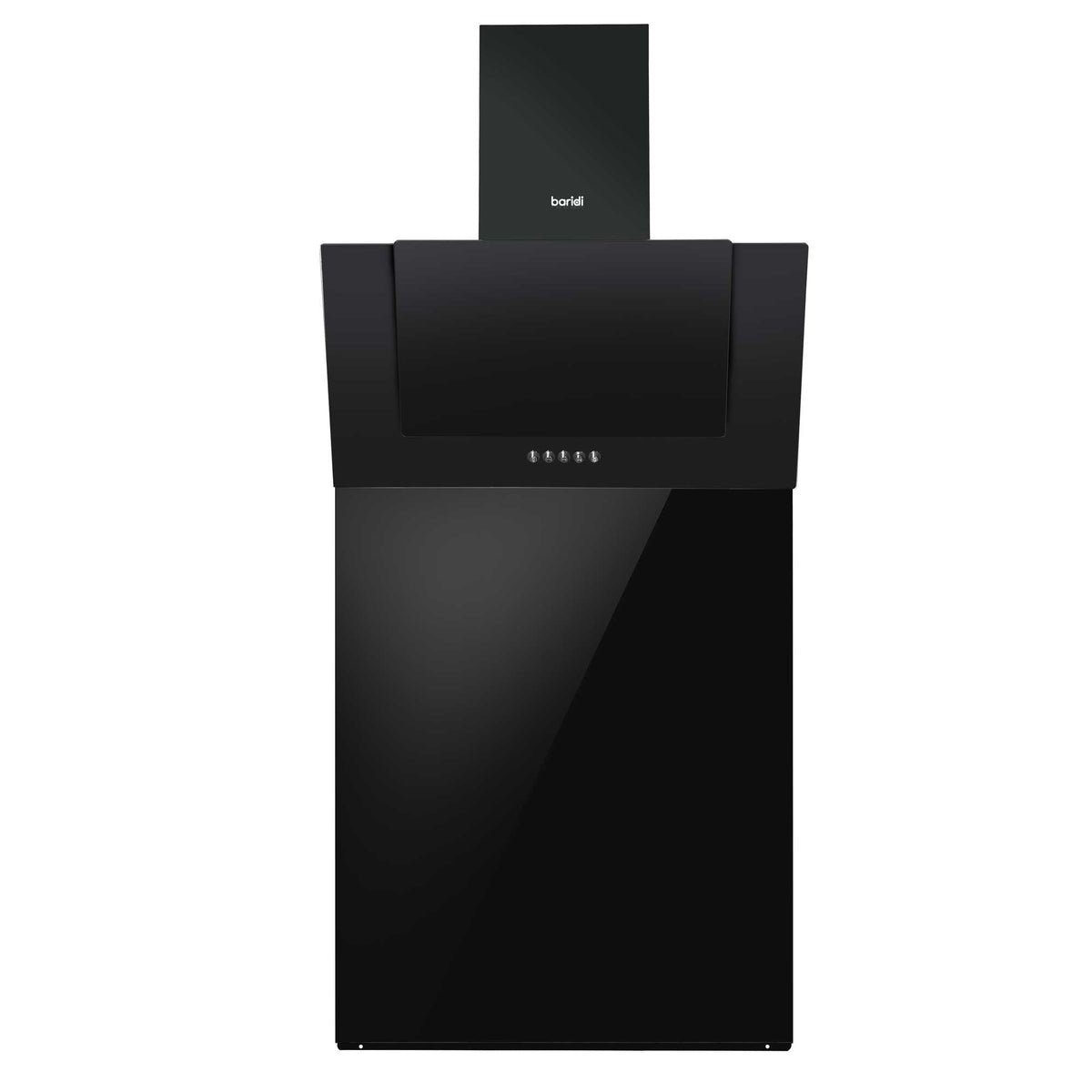 Baridi 60cm Angled Chimney Cooker Hood and Splashback Set - Black Glass