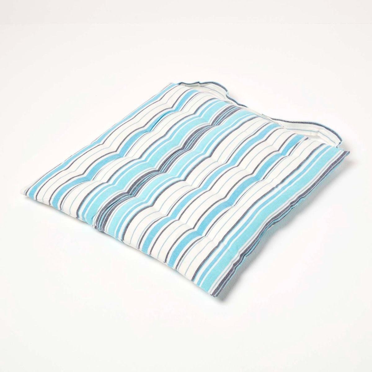 Homescapes New England Stripe Seat Pad with Button Straps