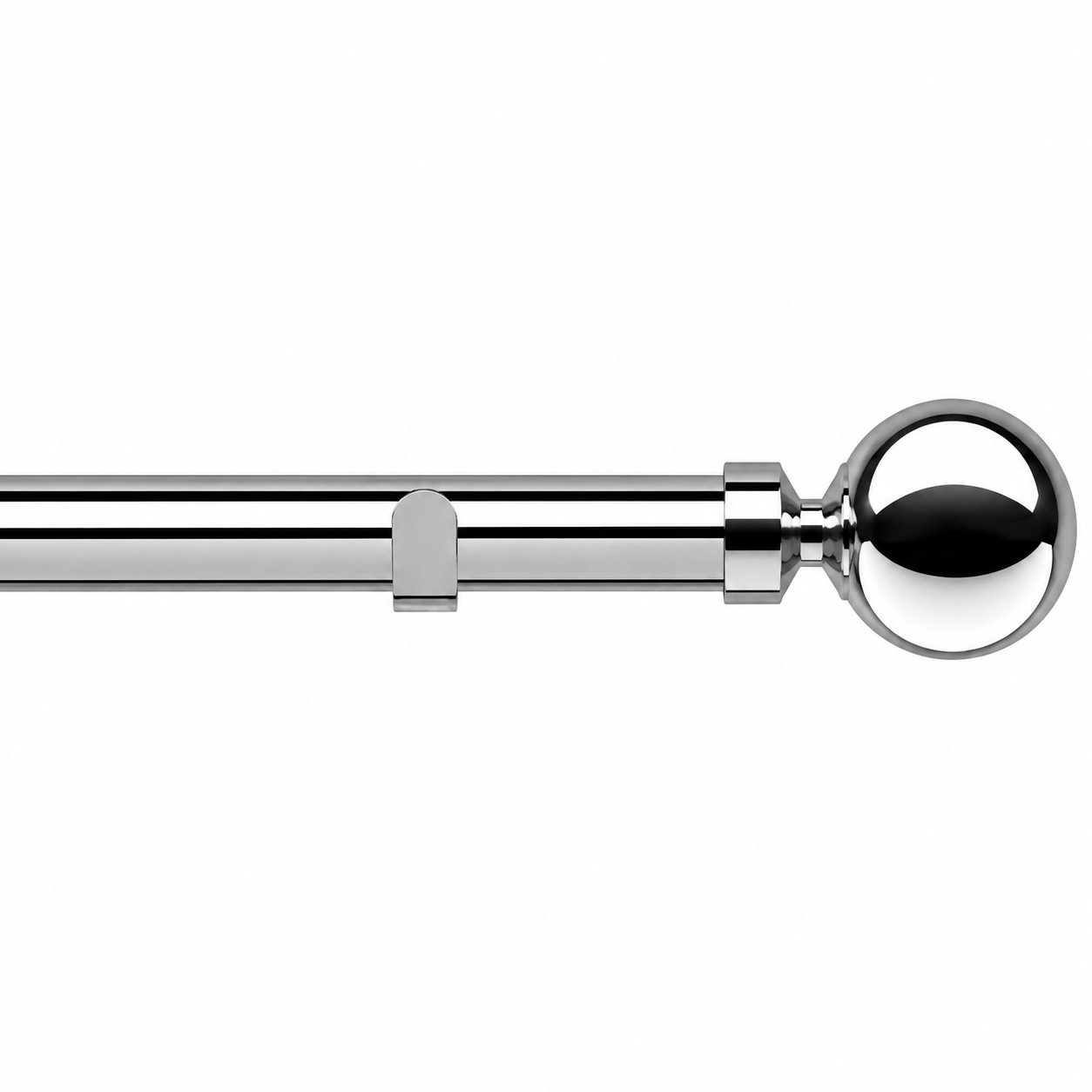 New Edge Blinds 28mm Chrome Ball Fixed Eyelet Curtain Pole - 390cm