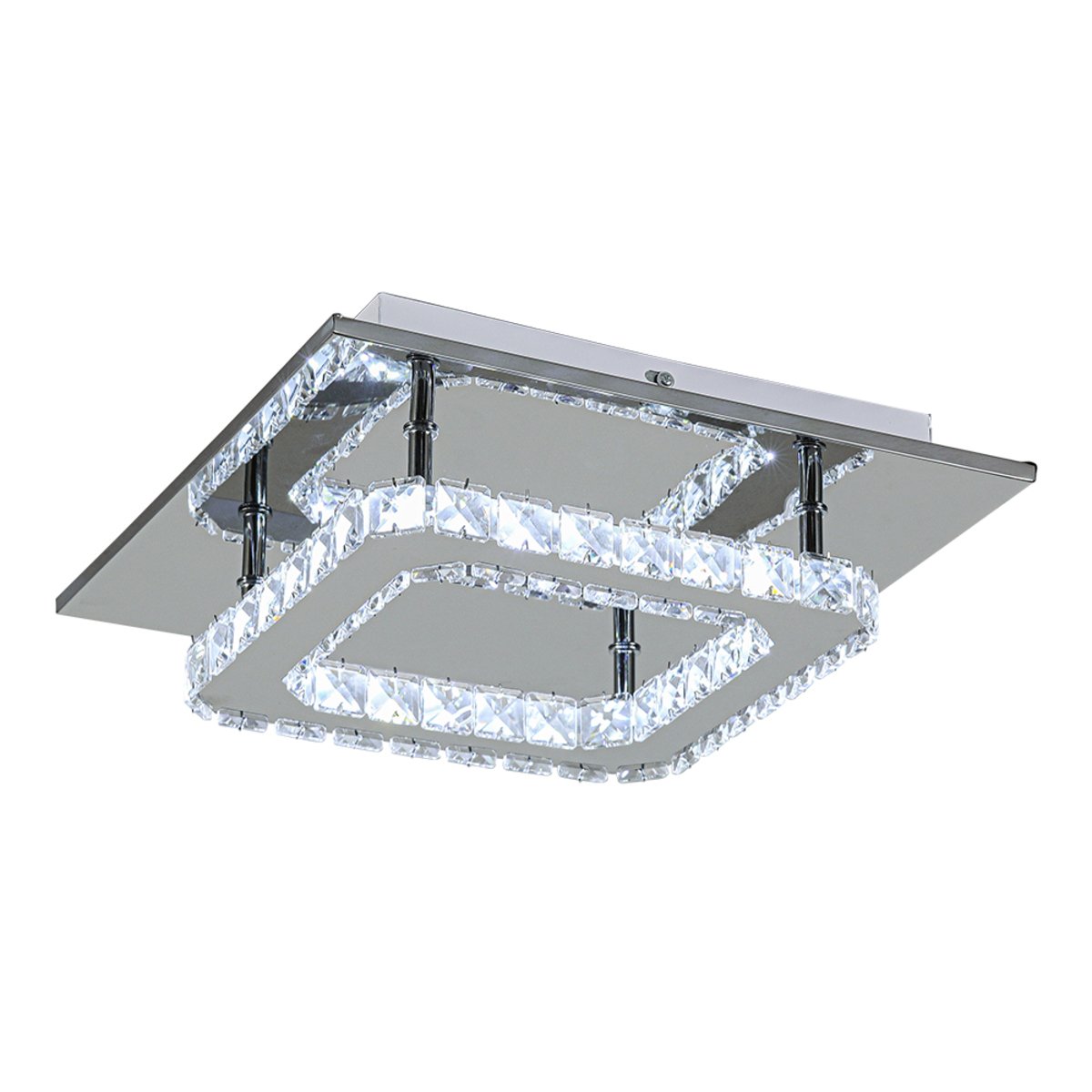 Living and Home Square Crystal LED Ceiling Light - Chrome