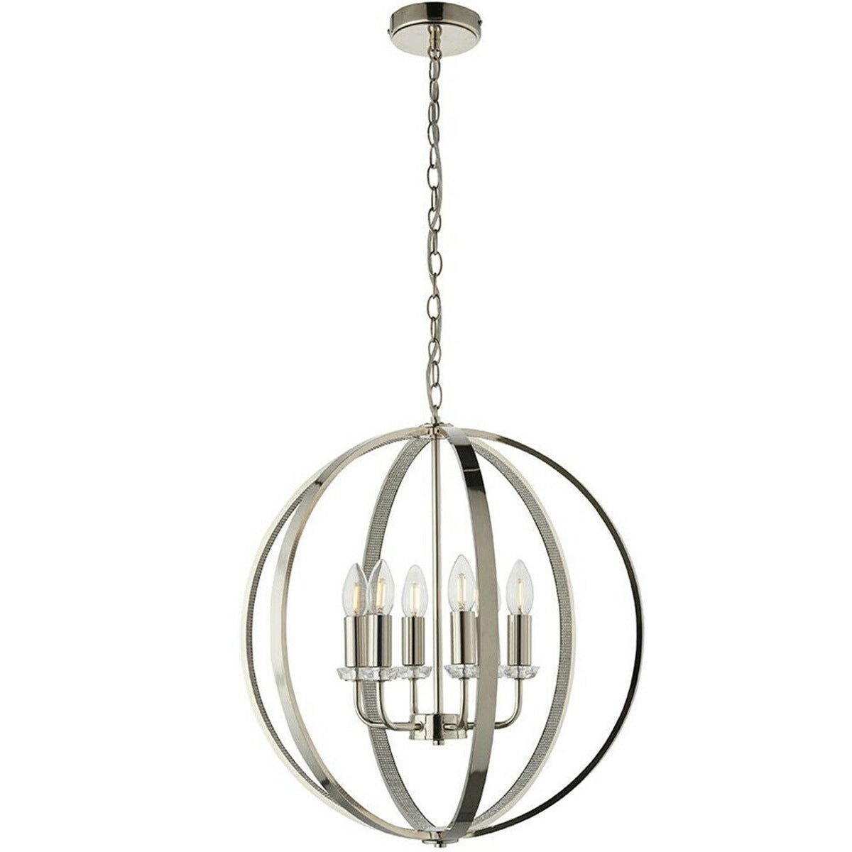 Loops Direct Steel Crystal Glass Pendant Light - Bright Nickel