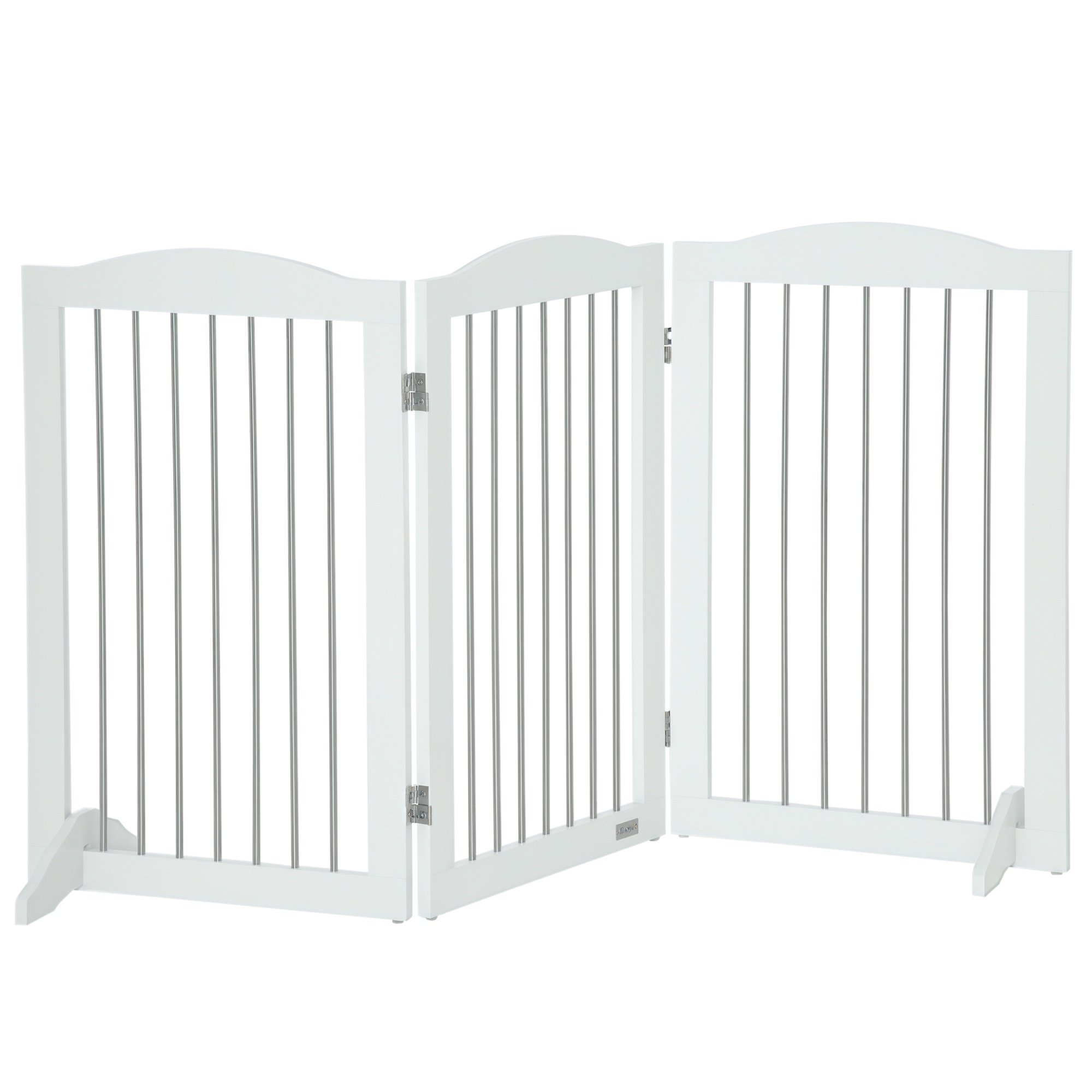 PawHut 3-Panel MDF & Steel Foldable Freestanding Dog Gate - White