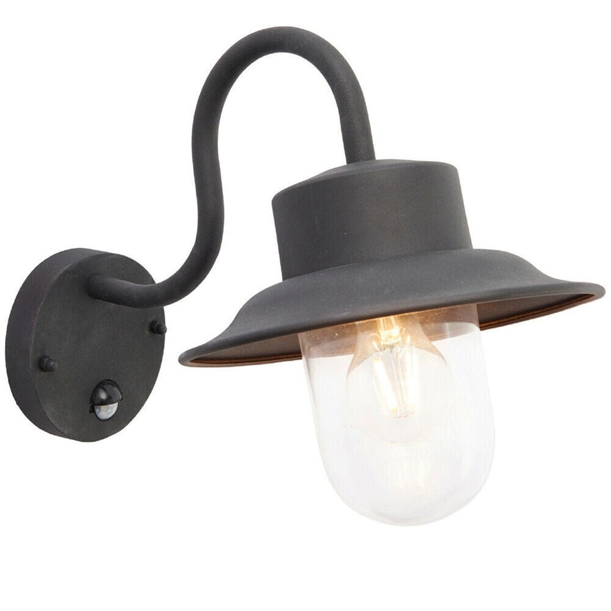 Loops Direct Steel and Glass Wall Lantern - Black