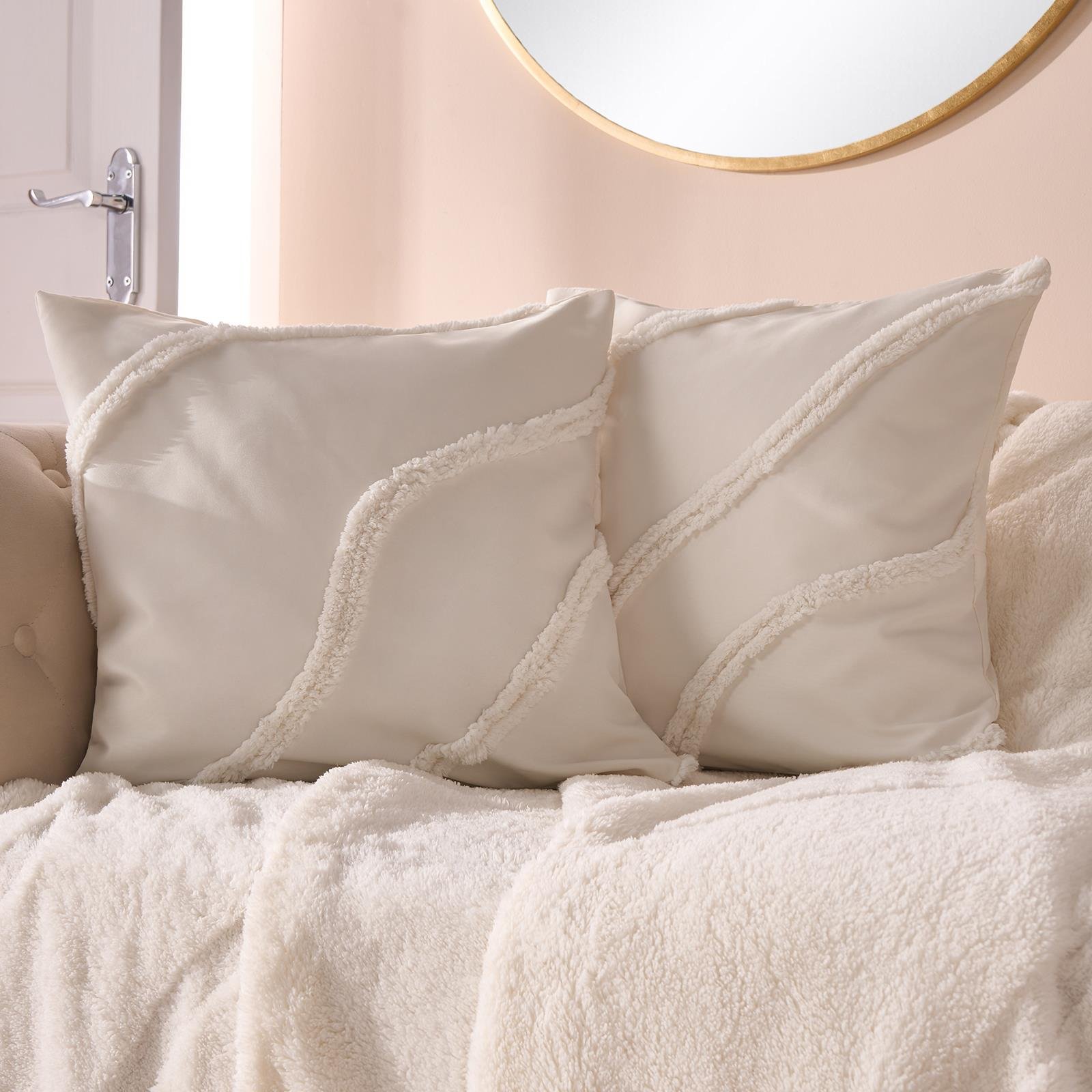 OHS 2 Pack Tufted Contour Cushion Covers 45 x 45cm - Ivory