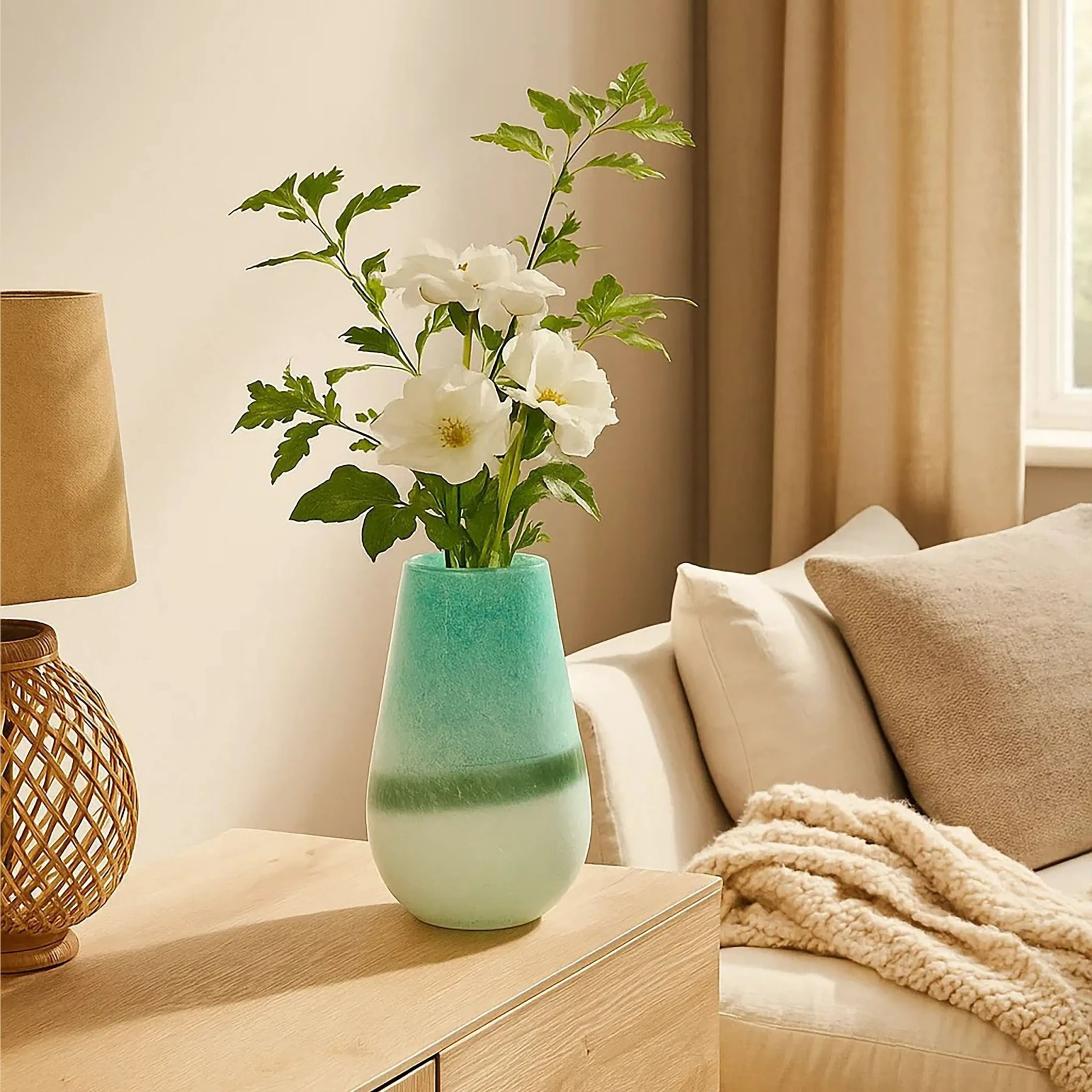 Orsina Celia Small Ombre Vase - Turquoise and White