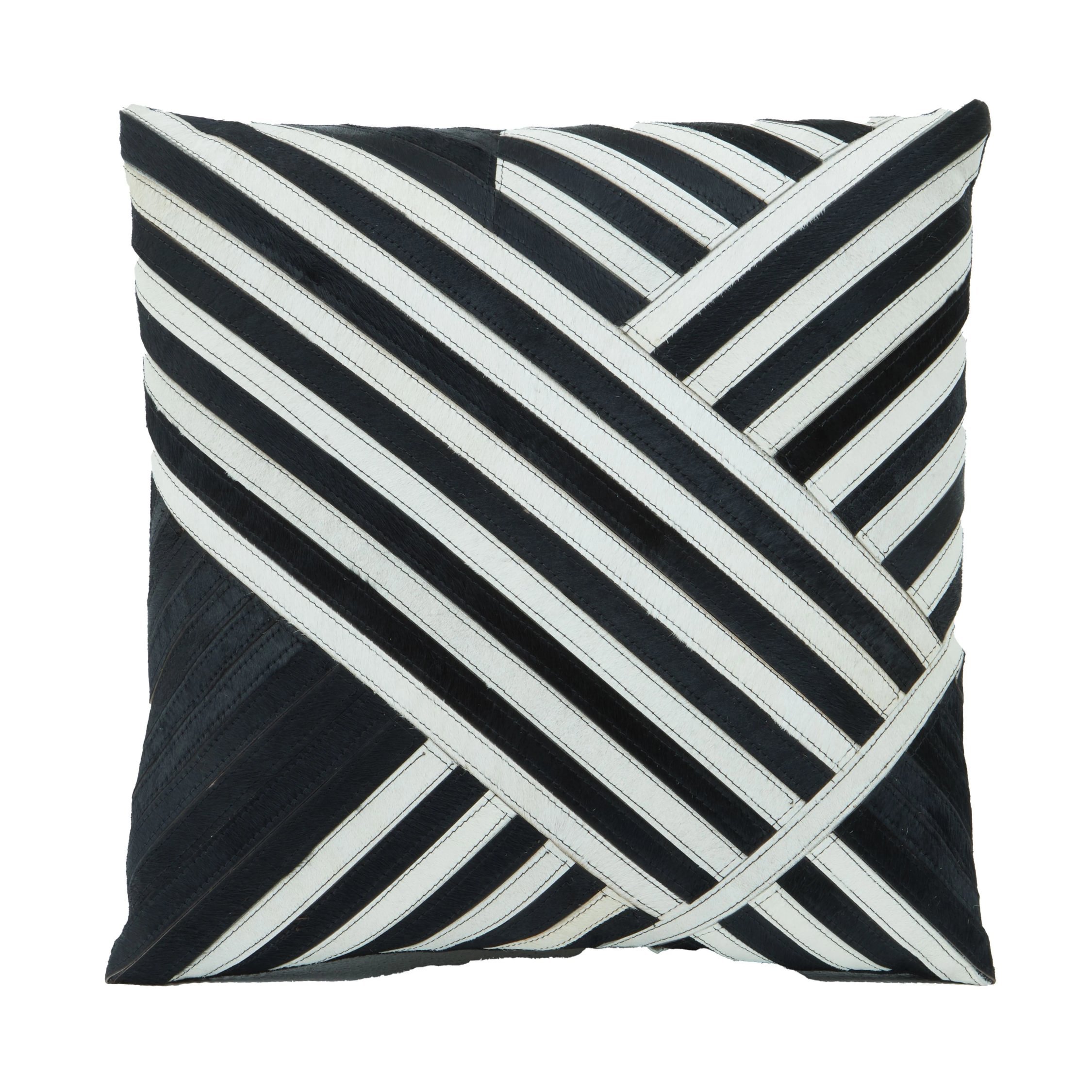 Orsina Bosie Safira Hair-on-Leather Square Cushion – Black and White