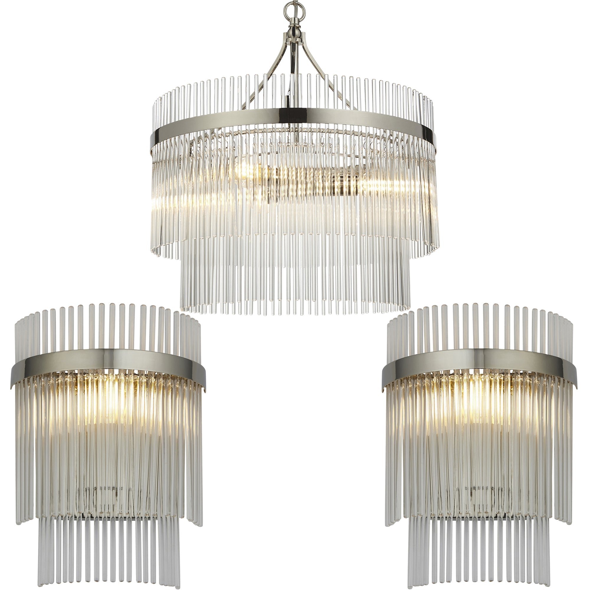 Loops Direct Steel Crystal Pendant Wall Set - Polished Nickel