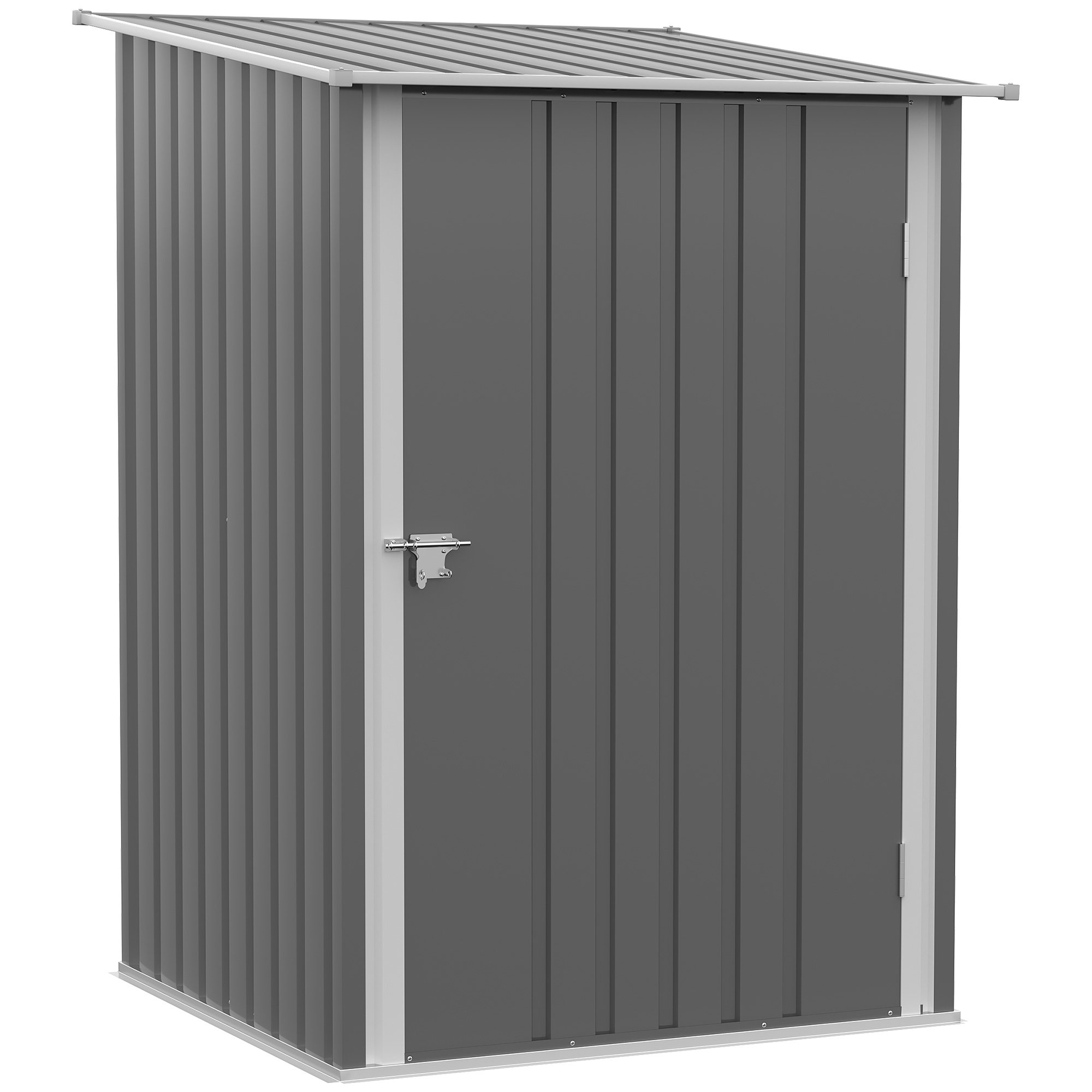 Outsunny Lean‑to Metal Lockable Garden Shed – Grey