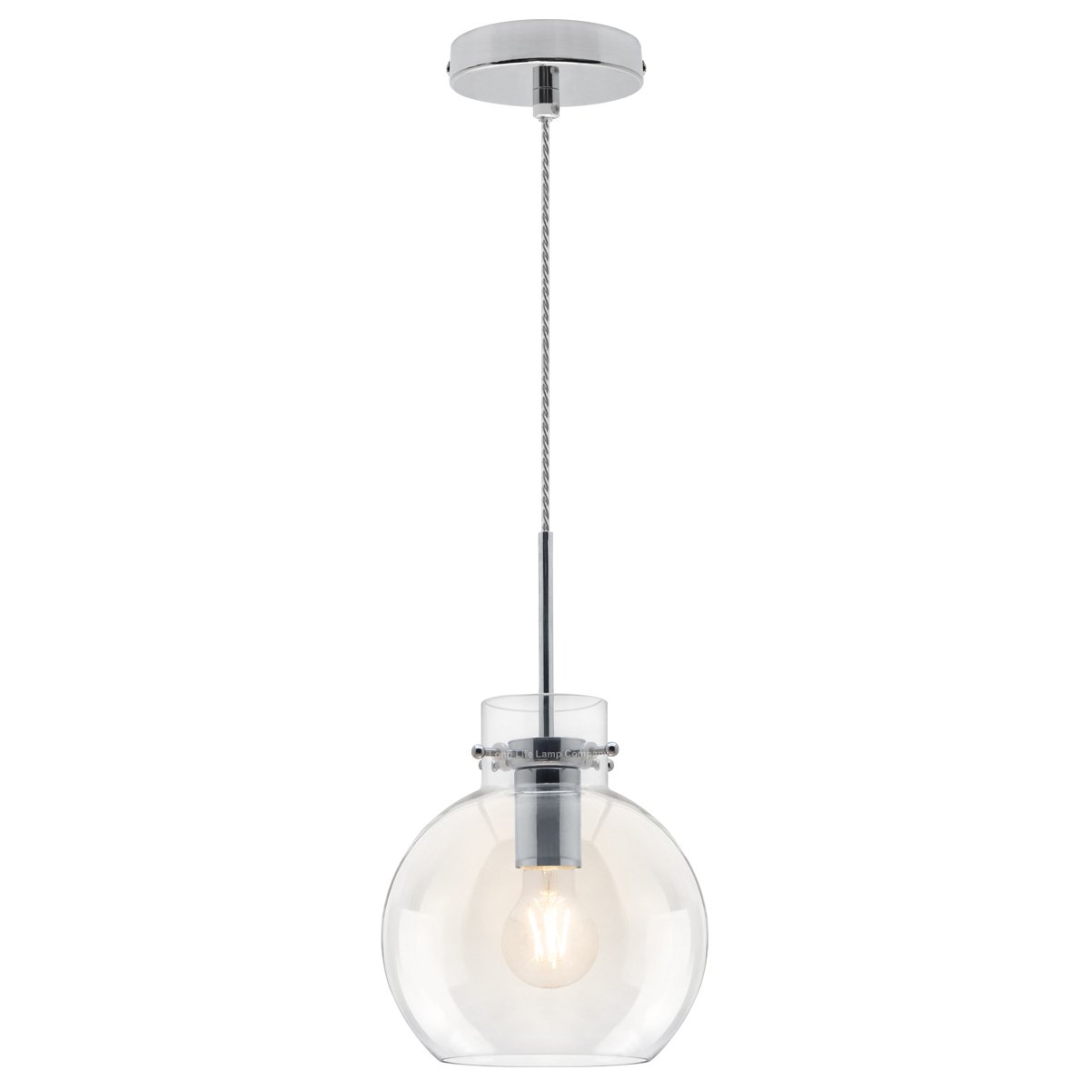 Energy Light Bulbs Sphere Clear Glass Ceiling Pendant Light - Chrome