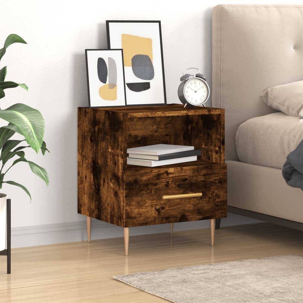Walplus Bedside Storage Cabinet - Dark Oak - 40 x 35 x 47.5 cm