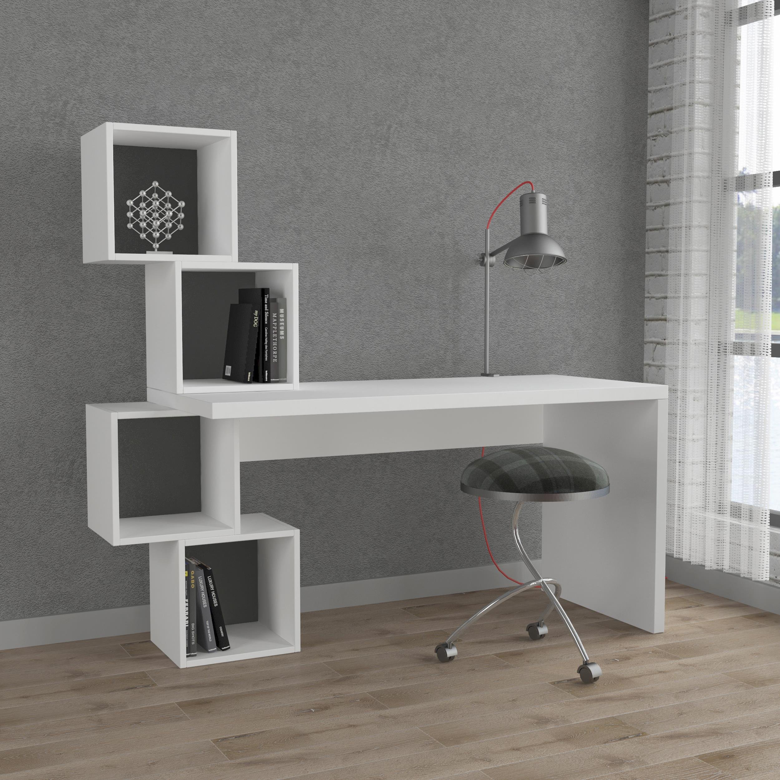 Decortie Balance Particleboard Computer Desk - White & Anthracite Grey