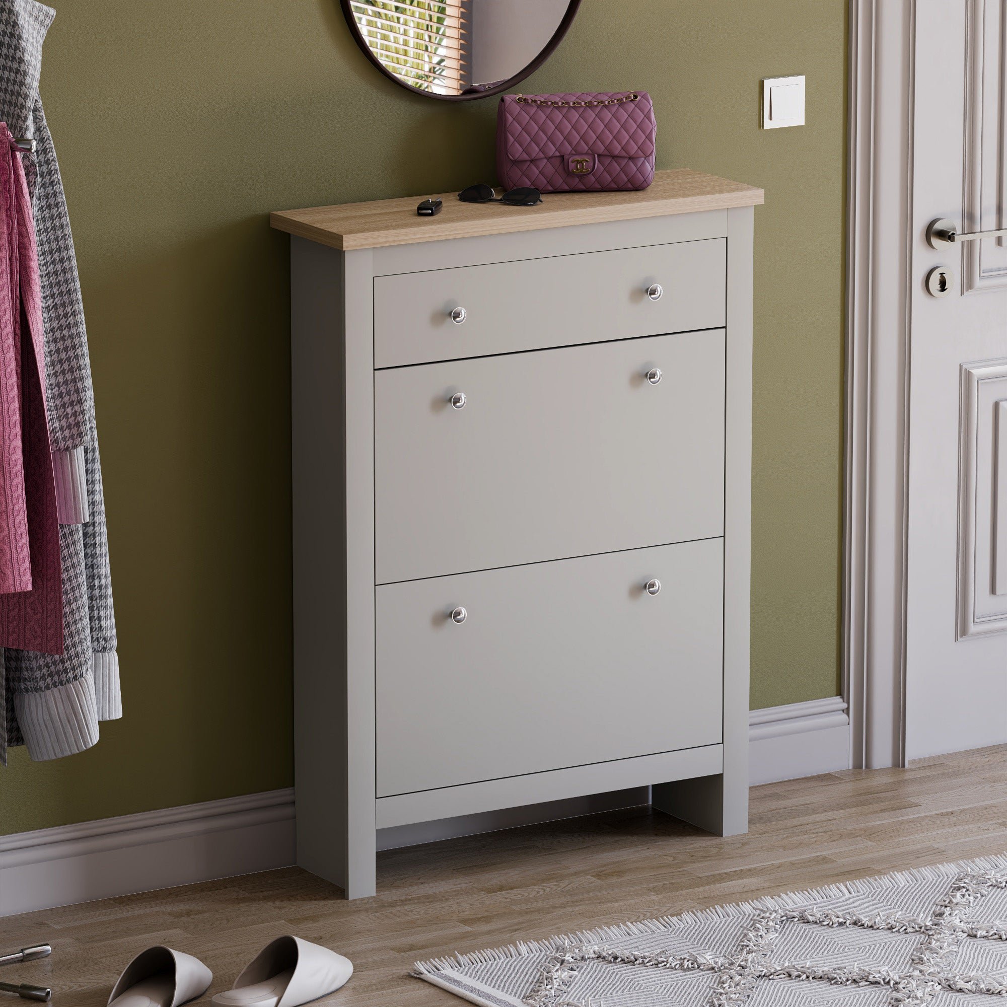 Vida Designs Arlington Shoe Cabinet - Grey