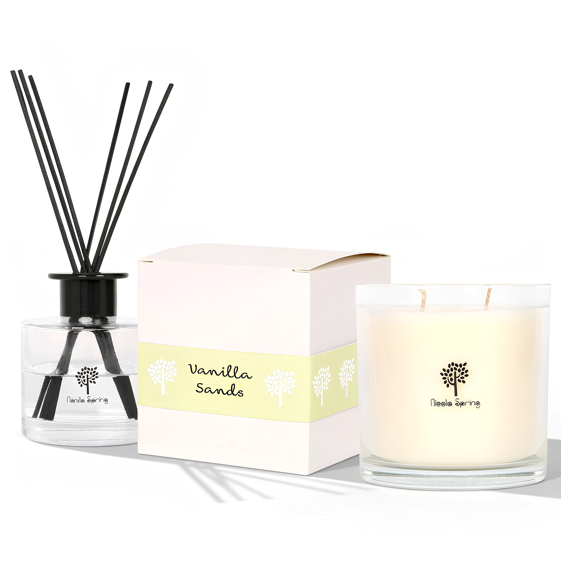 Nicola Spring 400ml Soy Wax Scented Candle & Diffuser Set - Vanilla Sands