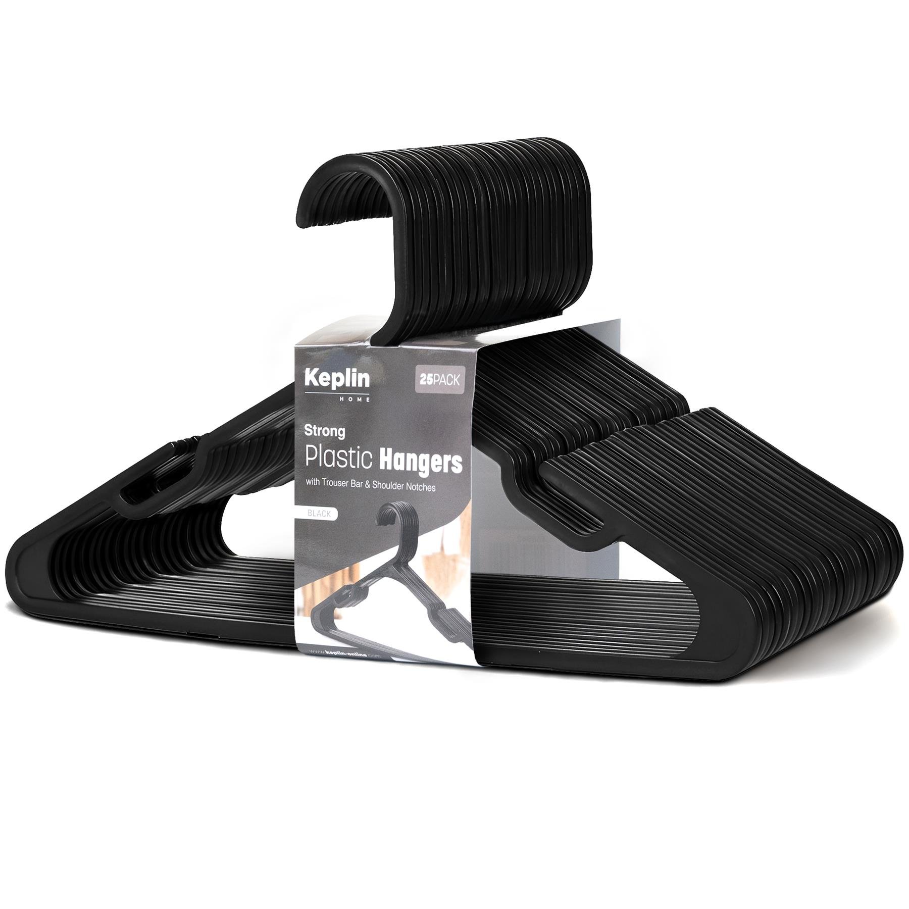 Keplin Black Strong Plastic Trouser Bar Hangers - Pack of 25