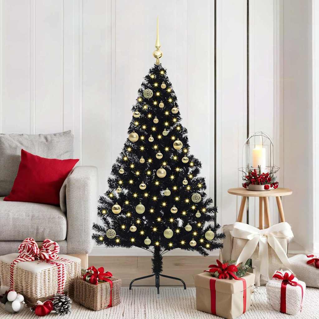 Walplus 150 Warm LED Lights Pre-lit Artificial Christmas Tree - Black - 150 cm