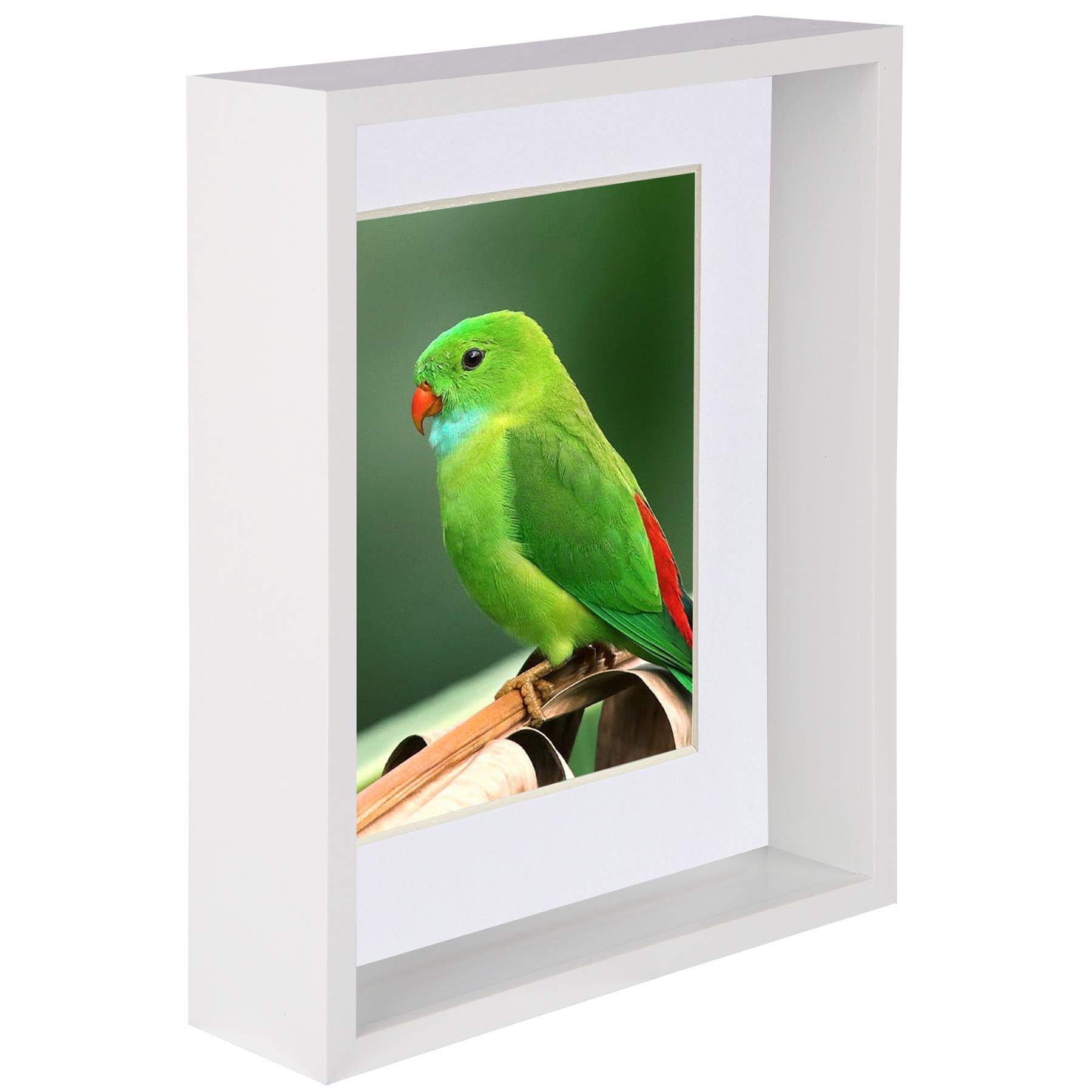 Nicola Spring 8 x 10" Deep Box Photo Frame with 5 x 7" White Mount - White