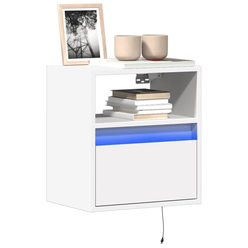 Walplus LED 1 Drawer Engineered Wood TV Wall Unit - White - 41 x 31 x 45 cm