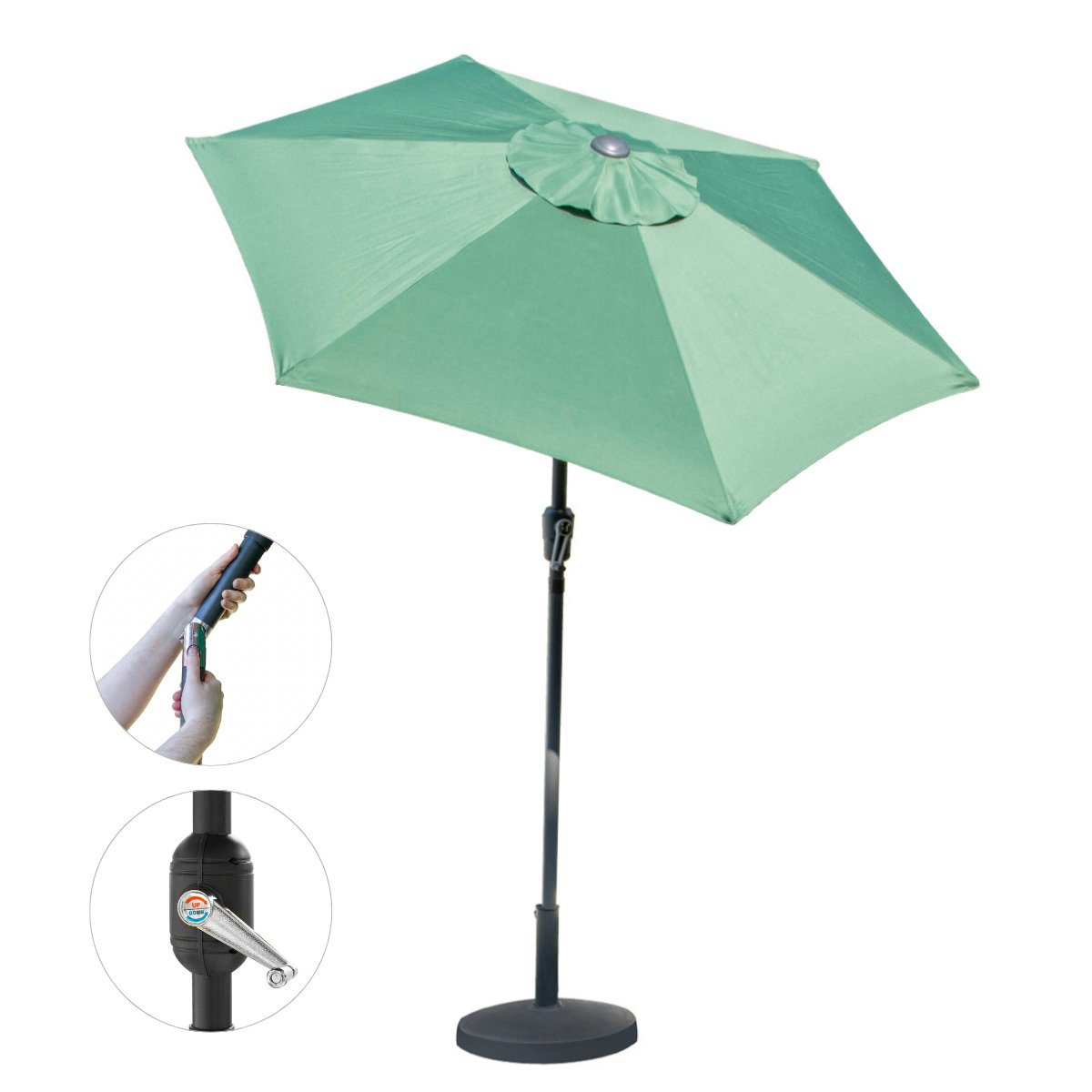 GardenKraft 2m Crank & Tilt Parasol - Dark Green