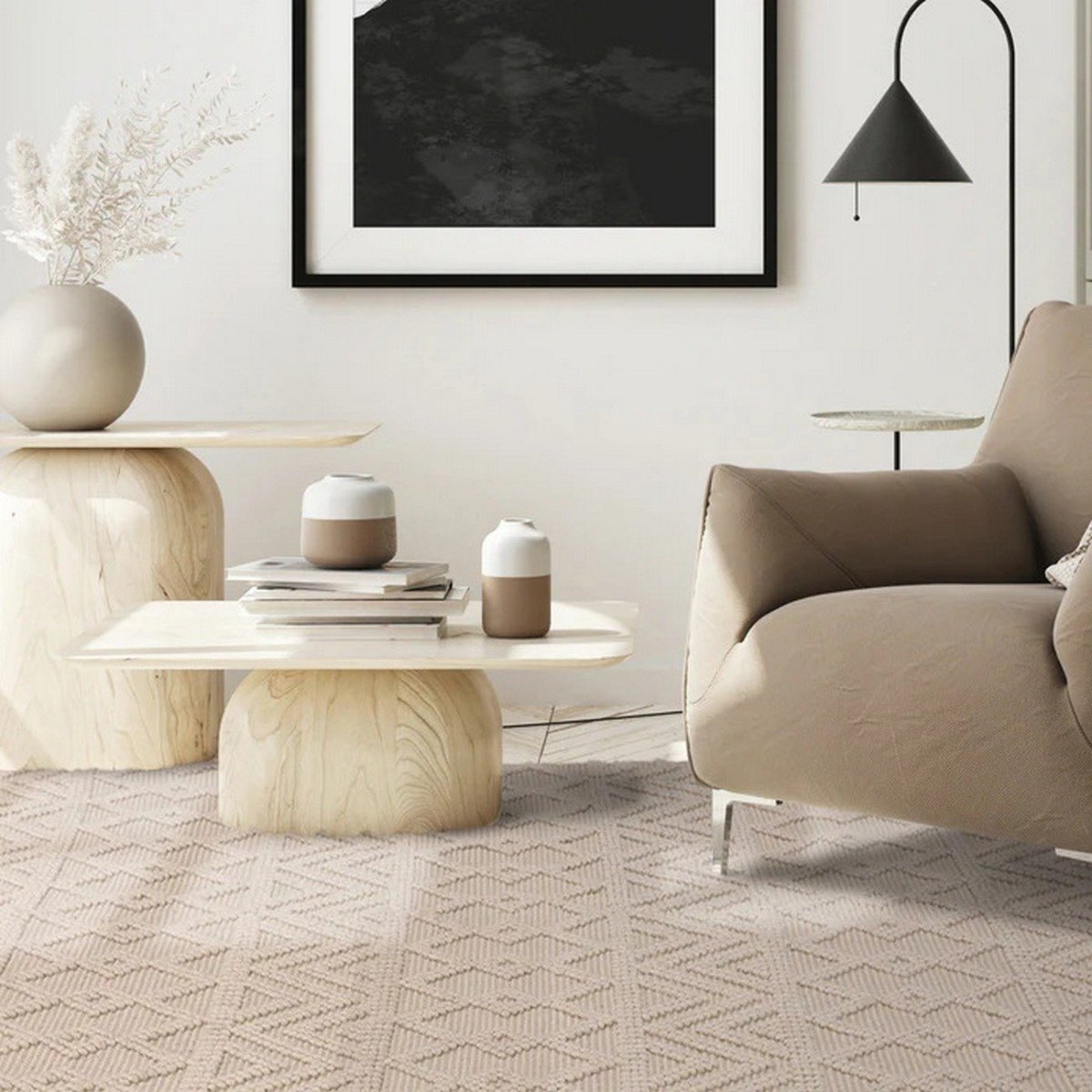 Mega Flooring White Handmade Geometric Rug - 200 x 290cm