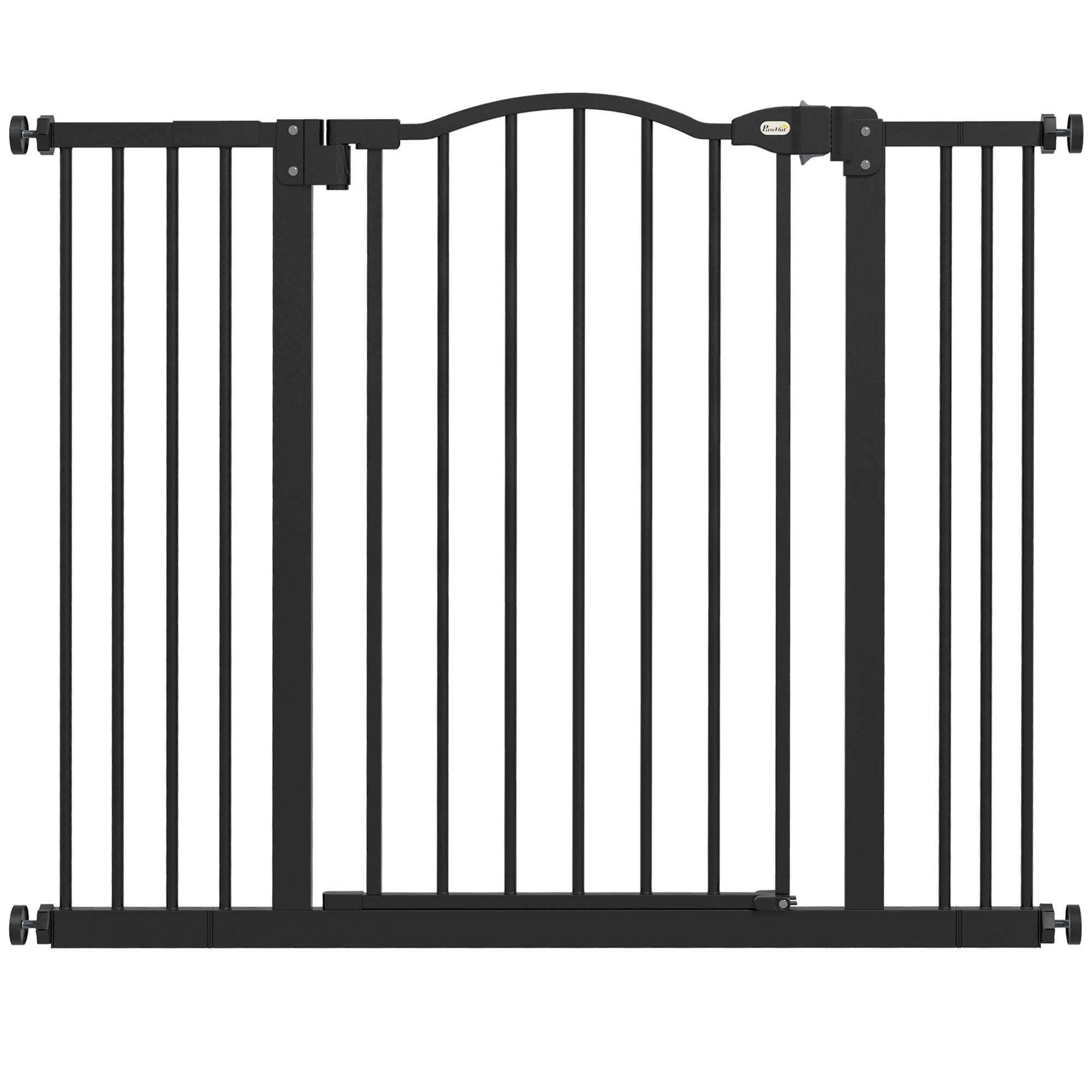 PawHut Pressure Fit Auto Close Dog Stair Gate - 74-100cm x 78cm - Black