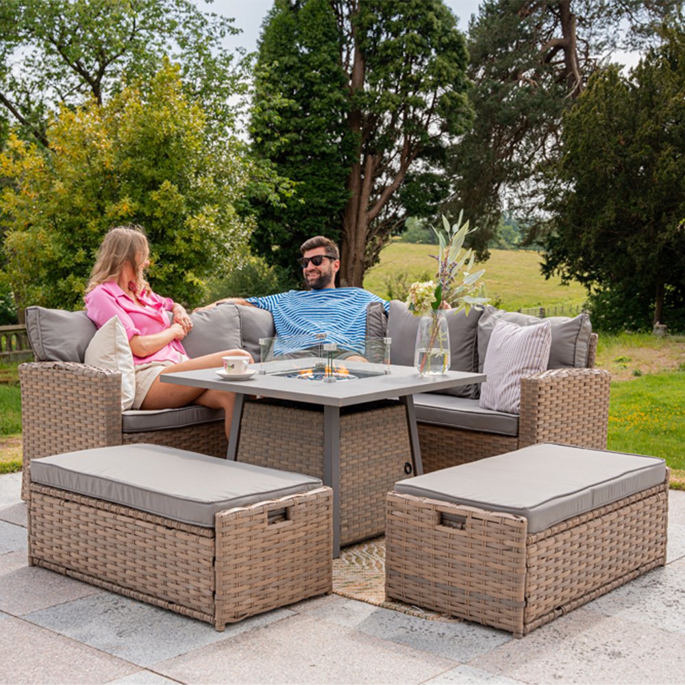 Furniture Maxi Rosen Metal Frame 9 Seater Sofa Set with Cover - Natural