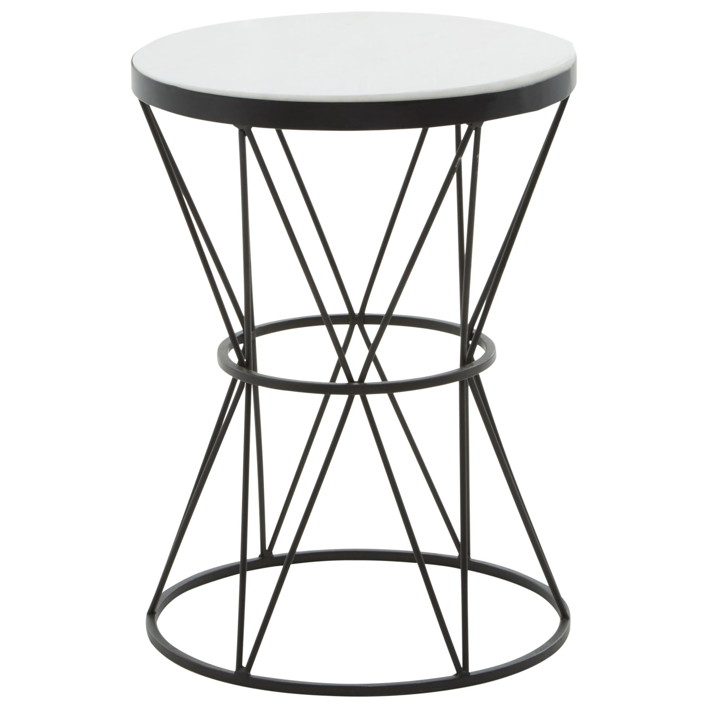 Orsina Marble Effect Round Side Table – Black