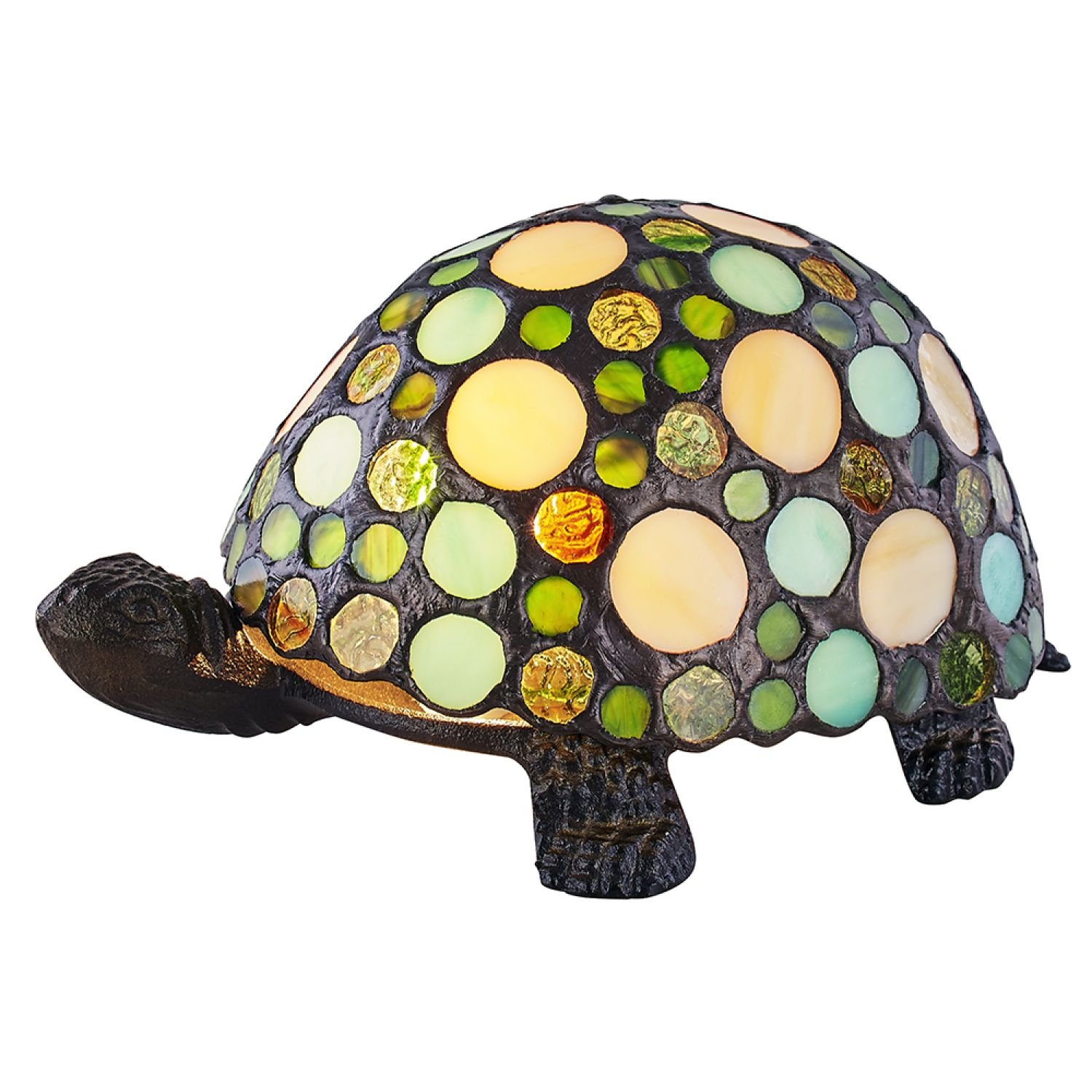 Happy Homewares Handmade Green and Amber Pebble Glass Table Lamp - 21cm