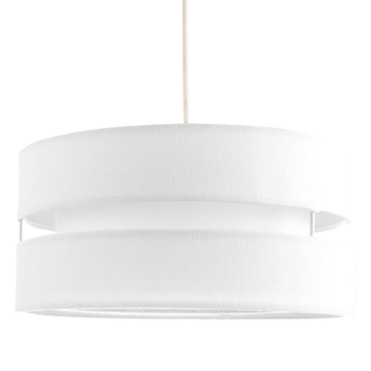 Happy Homewares White Linen Fabric Triple Tier Pendant Shade - 35cm